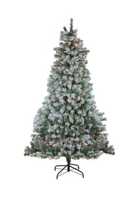 Northlight 7.5' Pre-Lit Full Winema Pine Flocked Artificial Christmas Tree - Clear Lights, Green -  0191296150644