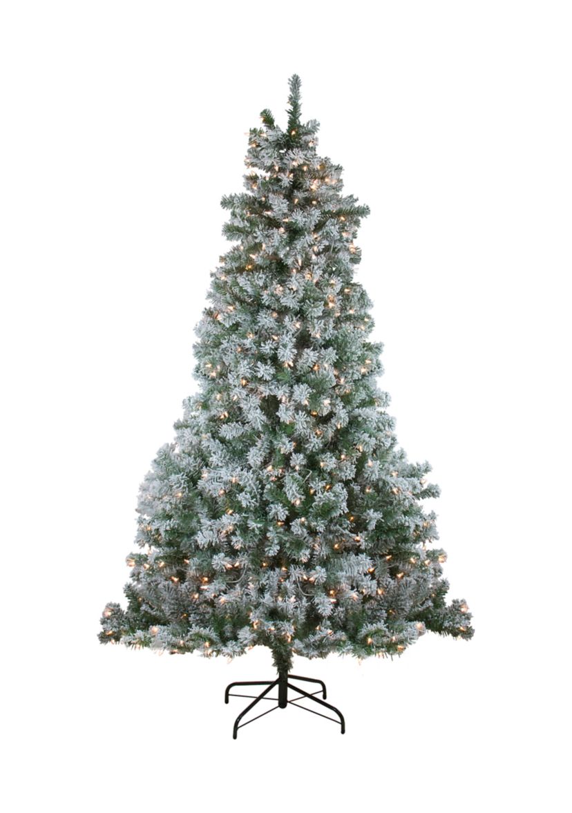 7.5 Pre-Lit Full Winema Pine Flocked Artificial Christmas Tree - Clear Lights