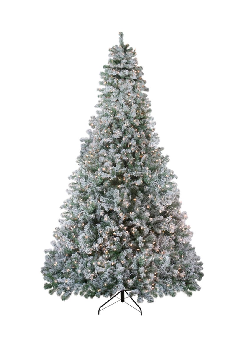 9 Pre-Lit Flocked Winema Pine Artificial Christmas Tree - Clear Lights
