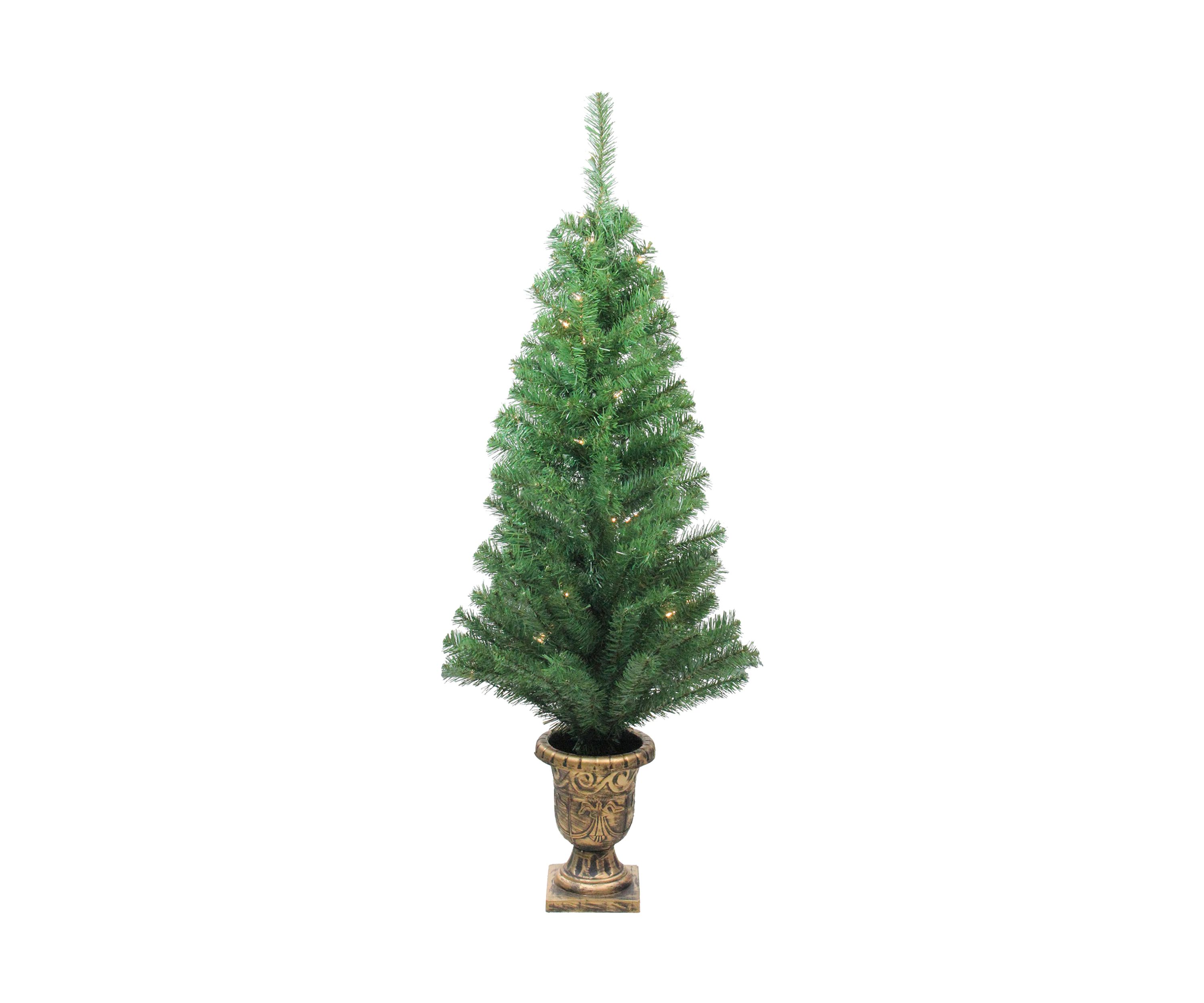5-Piece Pre-Lit Artificial Winter Spruce Christmas Trees  Wreath and Garland Set - Clear Lights