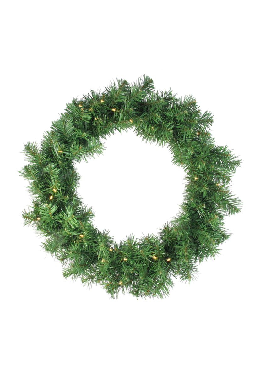 5-Piece Pre-Lit Artificial Winter Spruce Christmas Trees  Wreath and Garland Set - Clear Lights