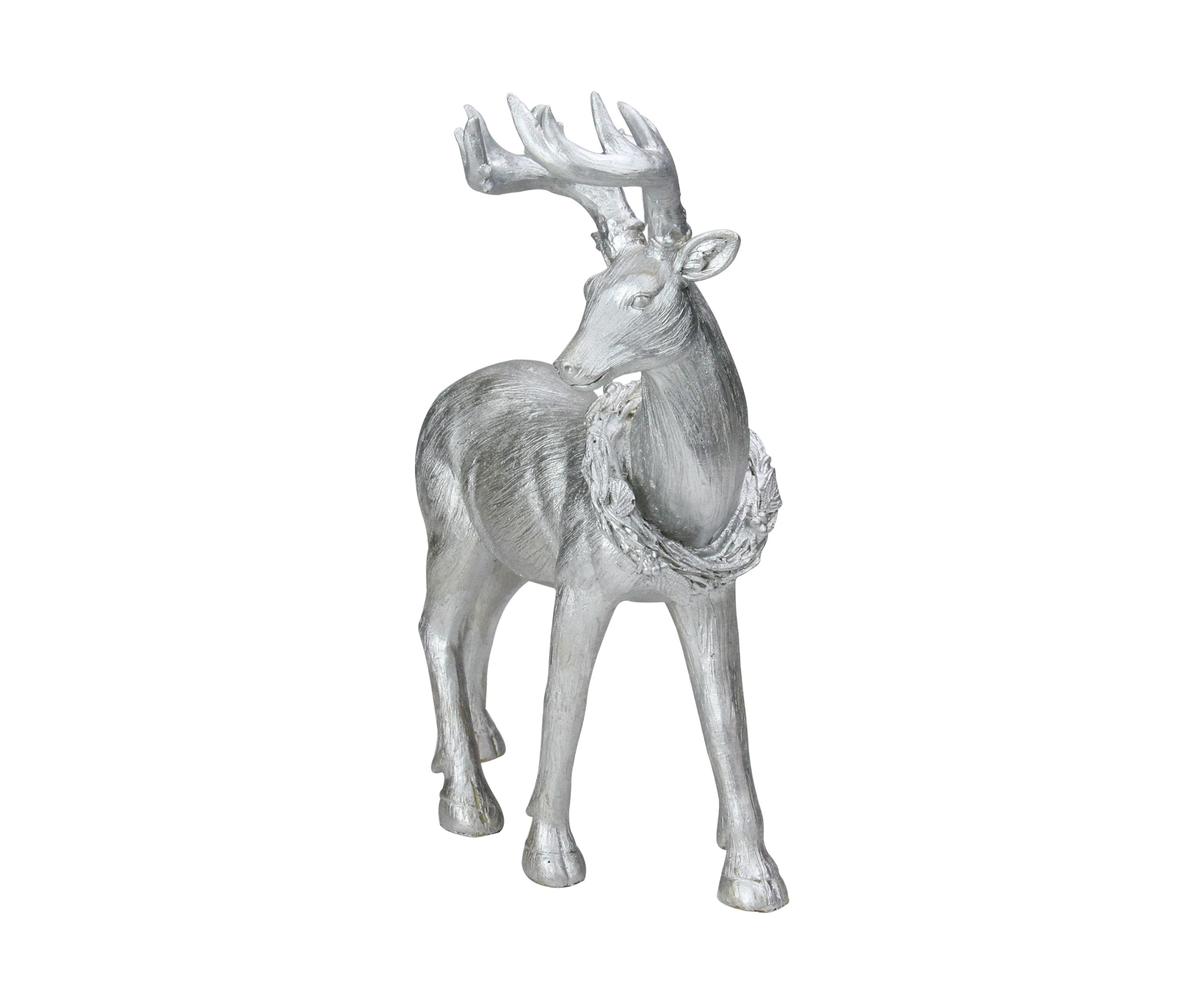 11.5Inch Elegant Silver Christmas Table Top Reindeer Figure