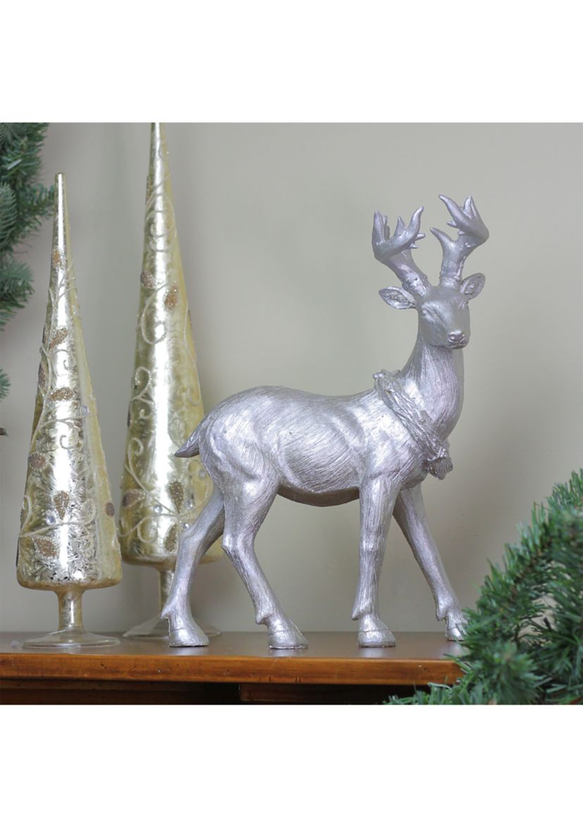 11.5Inch Elegant Silver Christmas Table Top Reindeer Figure