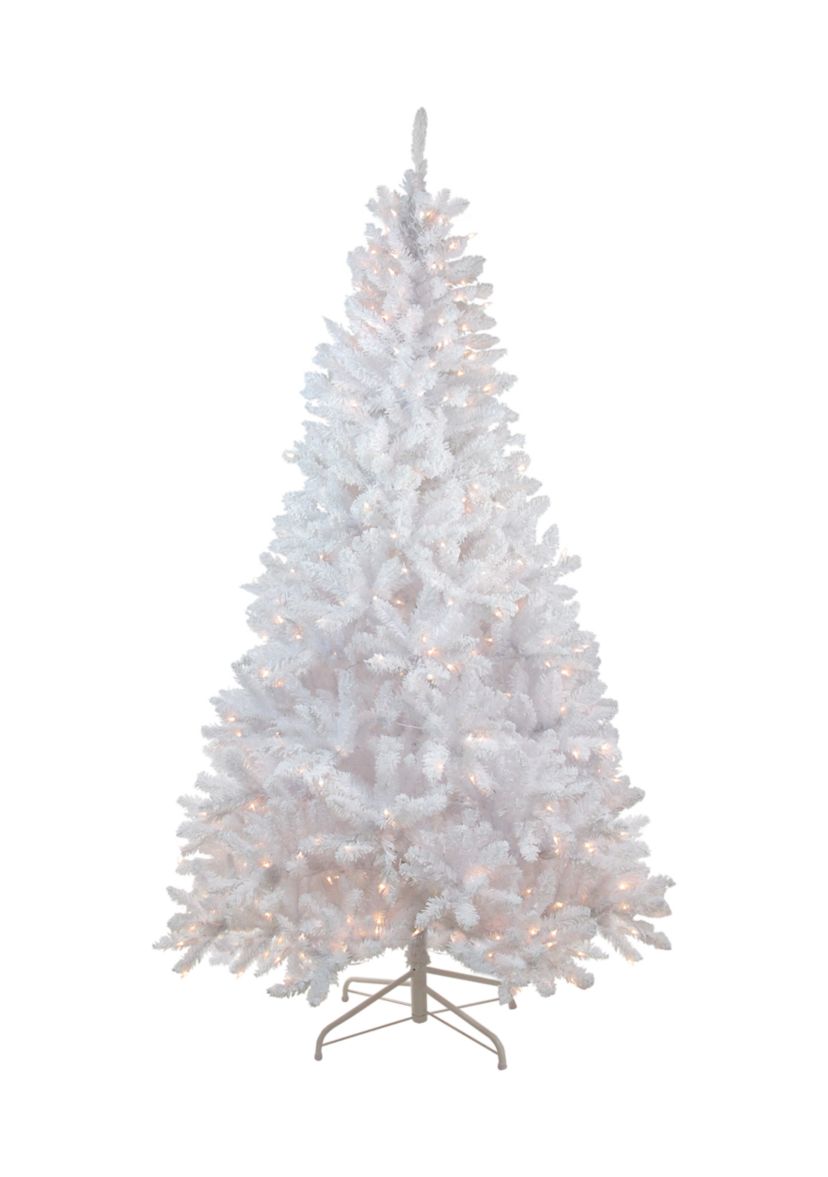 6 Pre-Lit Medium Flocked White Pine Artificial Christmas Tree - Clear Lights