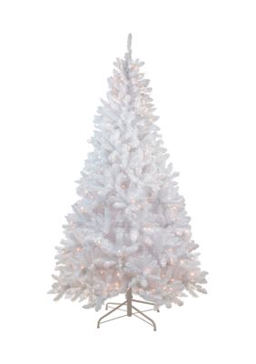 7' Pre-Lit Medium Flocked Artificial Christmas Tree  Clear Lights