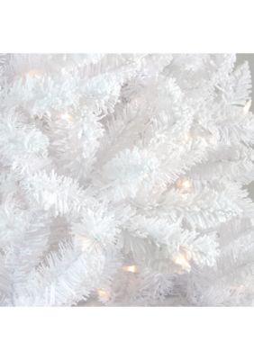 7' Pre-Lit Medium Flocked Artificial Christmas Tree  Clear Lights