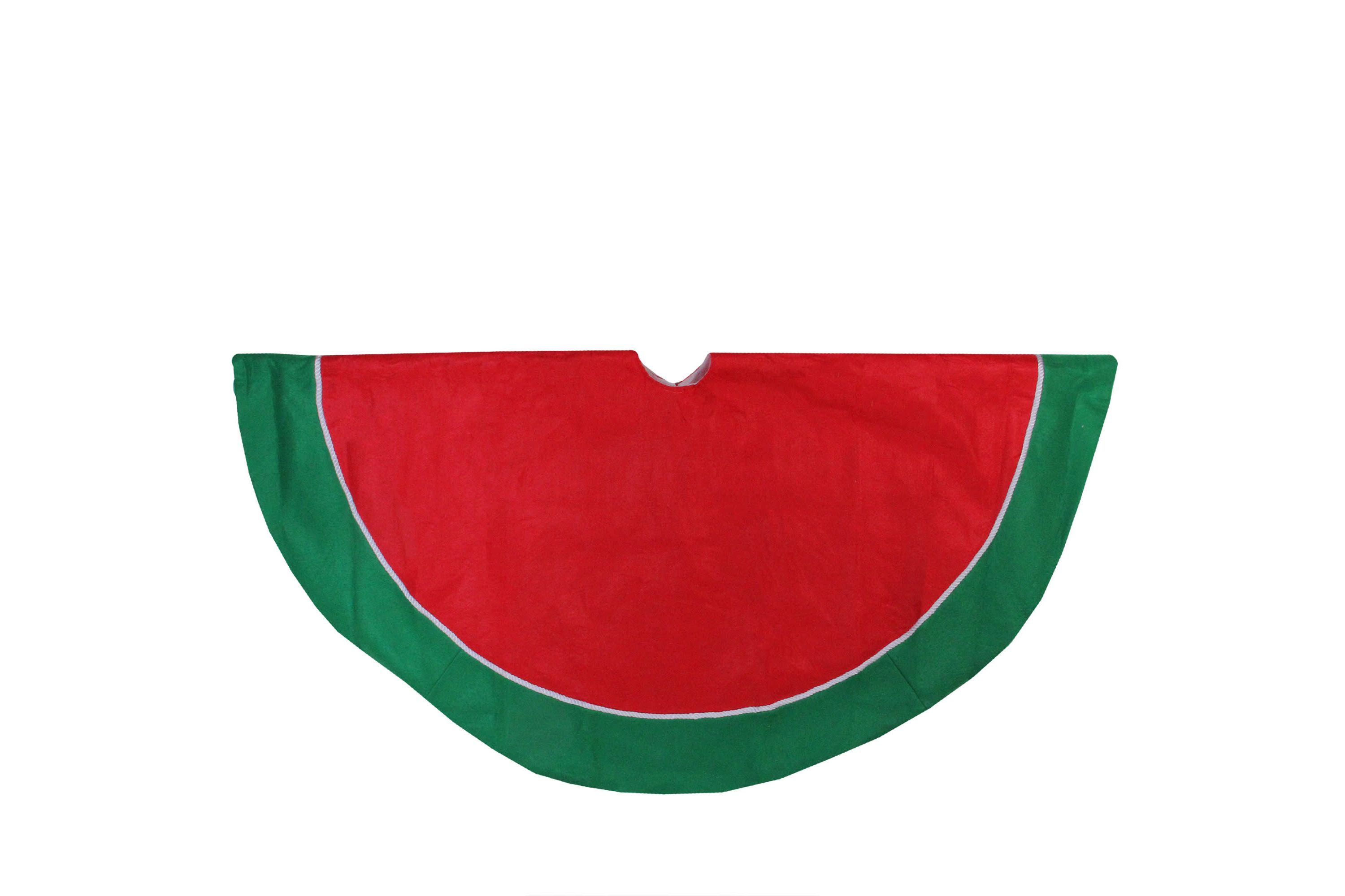 48" Red and Green Traditional Christmas Tree Skirt