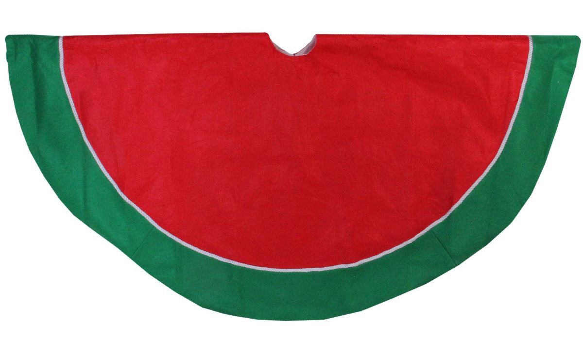 48" Red and Green Traditional Christmas Tree Skirt