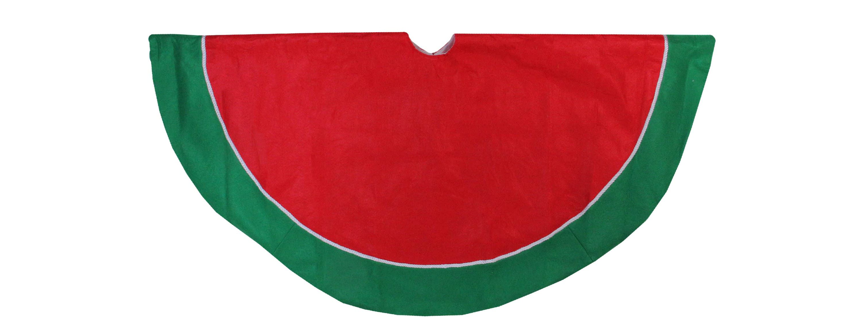 48" Red and Green Traditional Christmas Tree Skirt