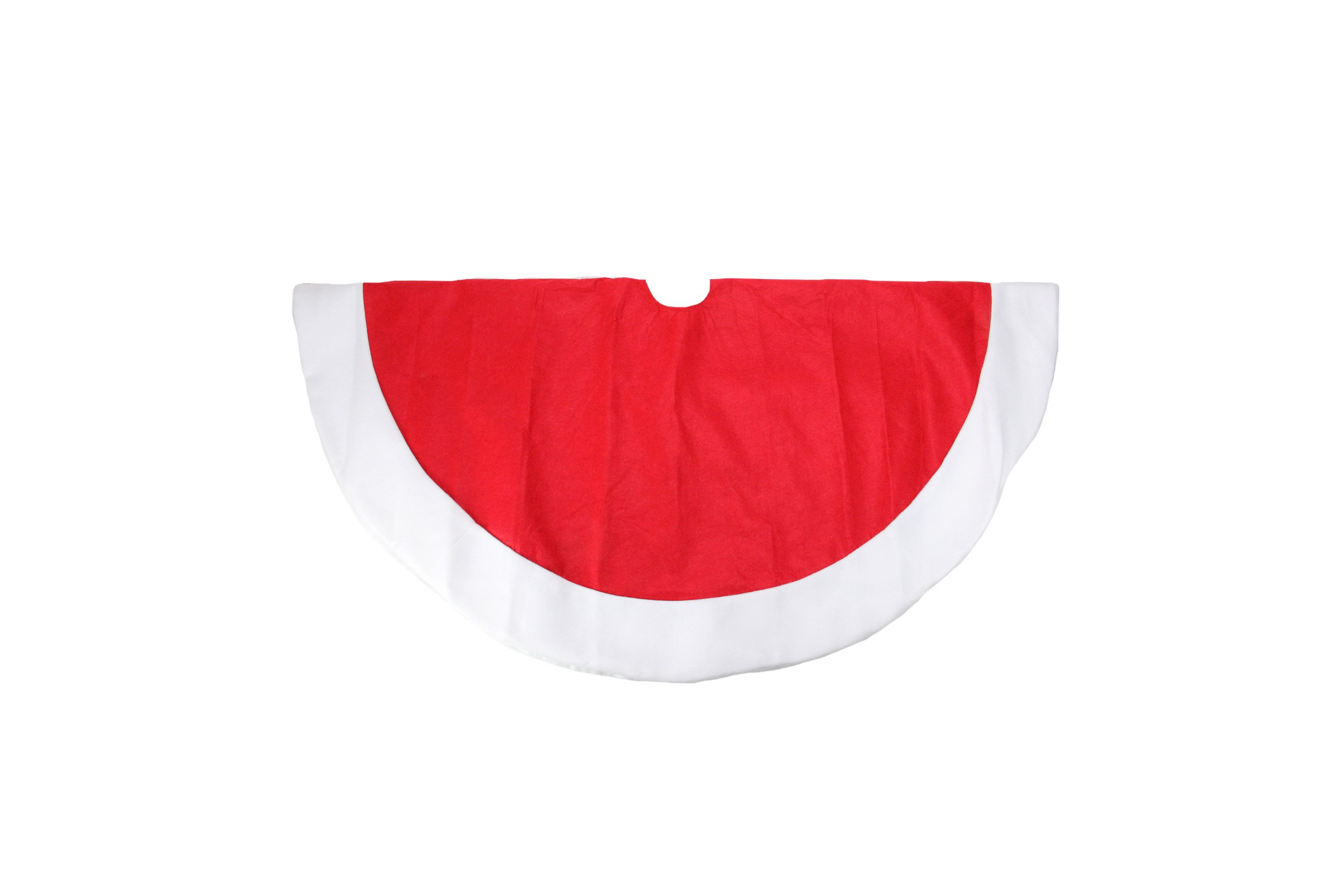 48" Red and White Traditional Christmas Tree Skirt with Border