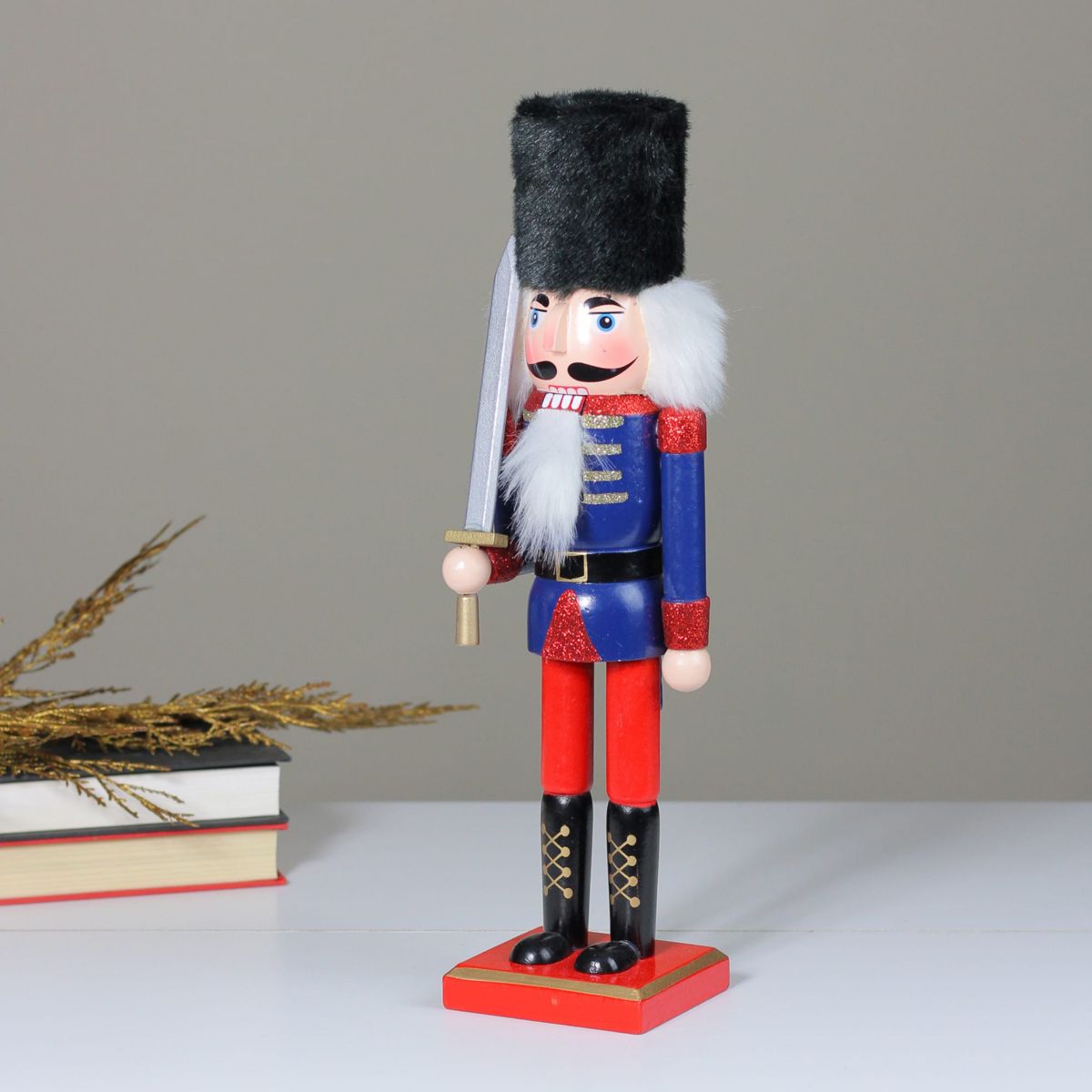 14inch Red and Blue Christmas Nutcracker Soldier with Sword