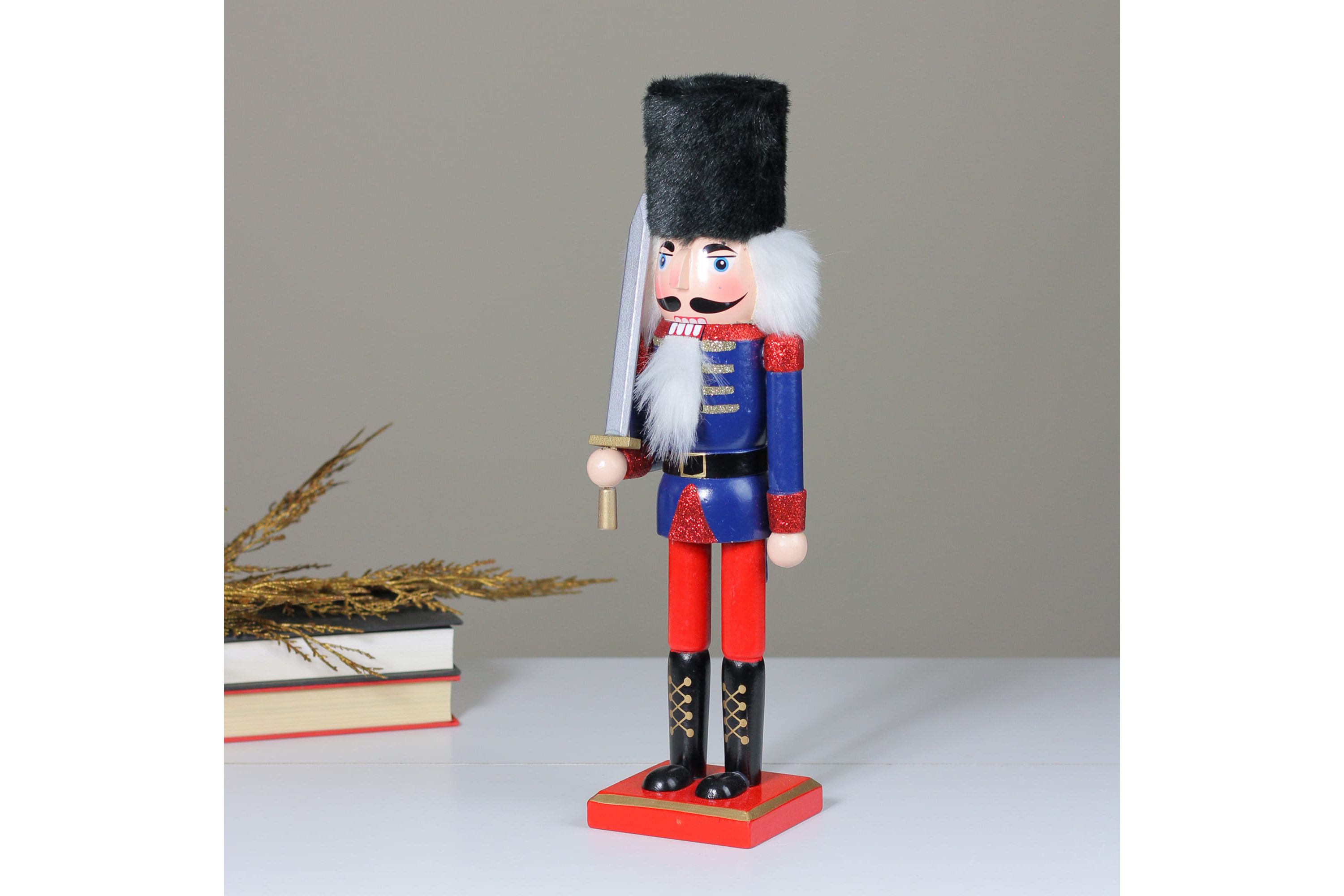 14inch Red and Blue Christmas Nutcracker Soldier with Sword