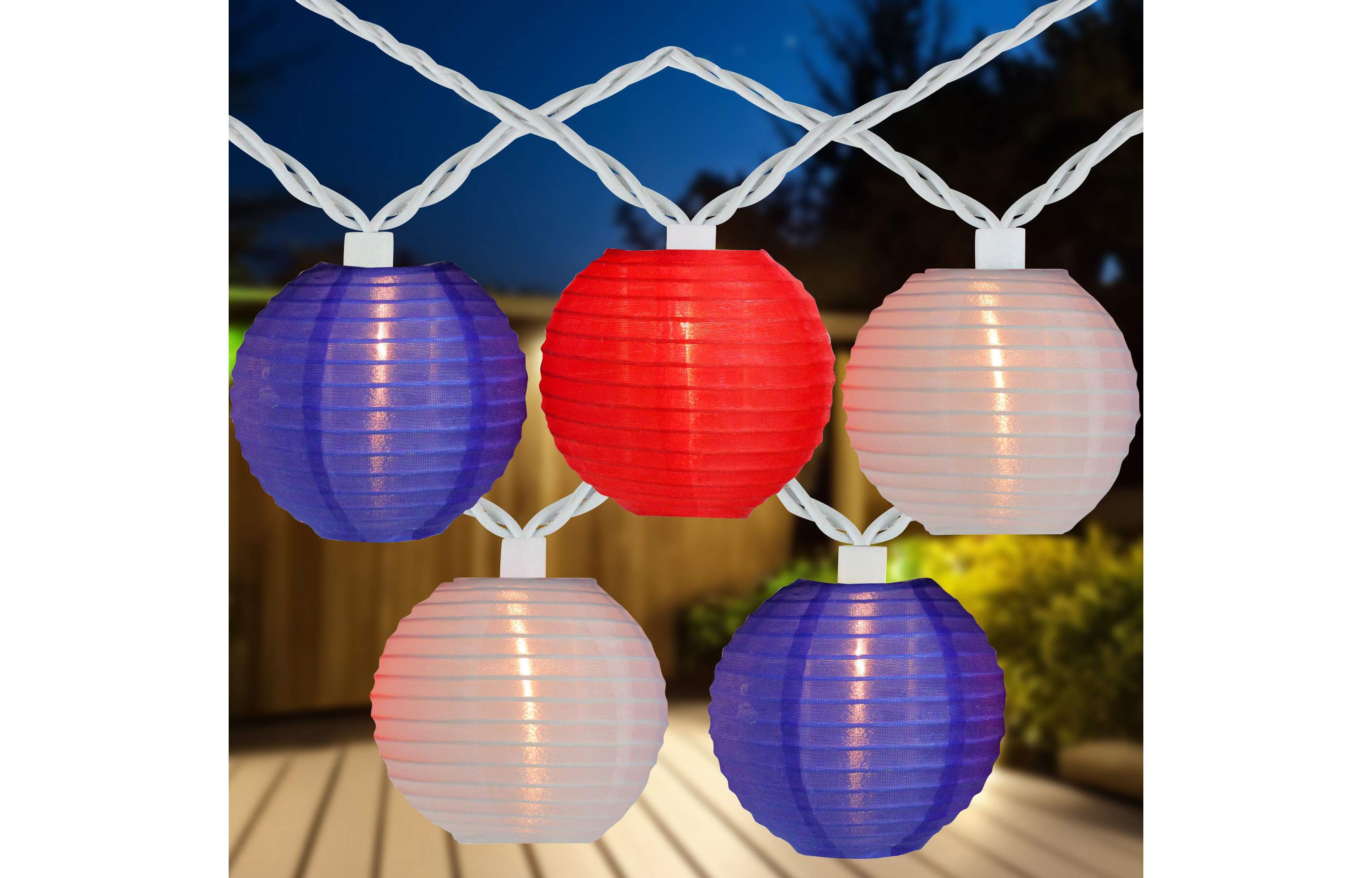 Patriotic Paper Lantern Patio String Lights - 7.5ft - White Wire - 10ct