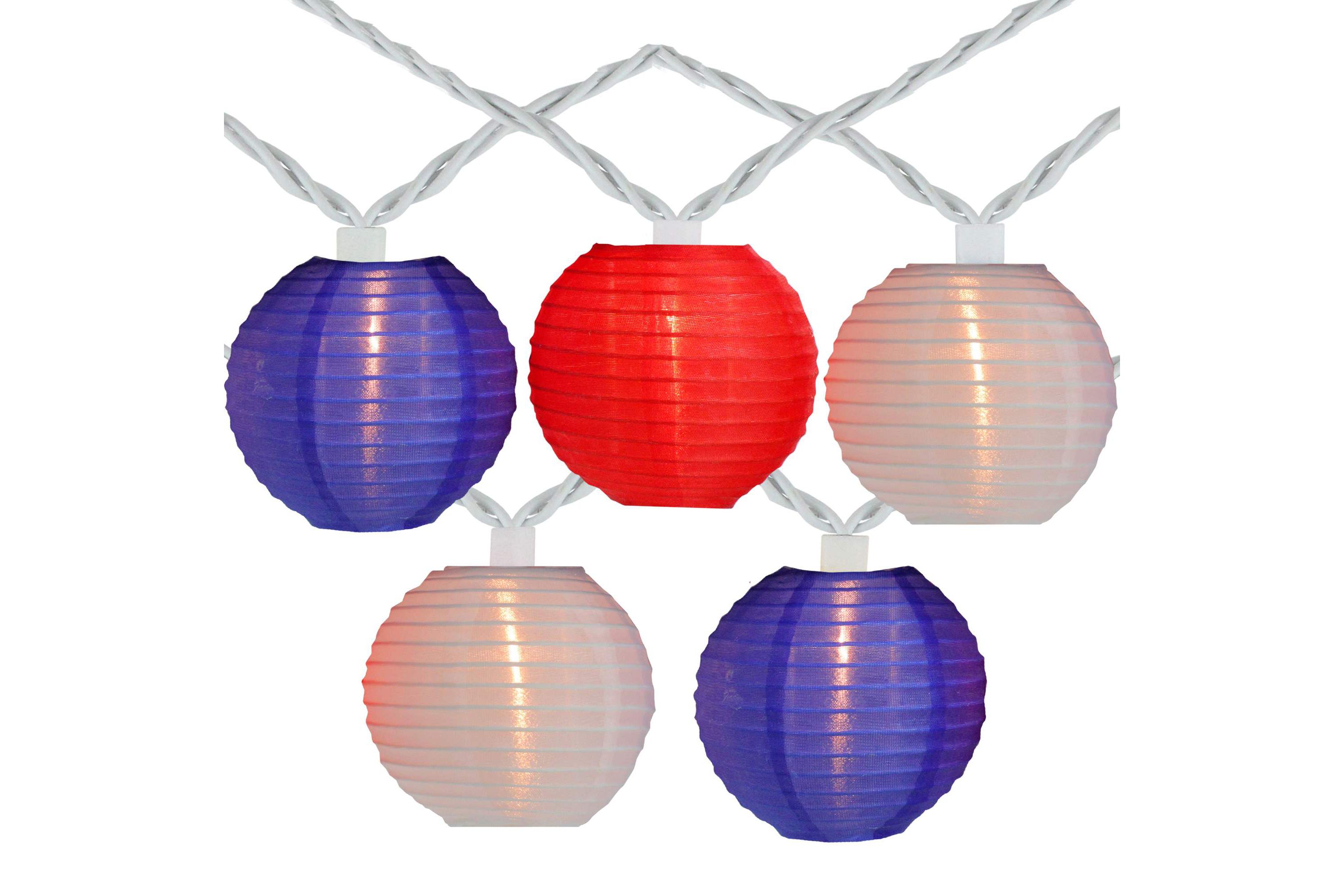 Patriotic Paper Lantern Patio String Lights - 7.5ft - White Wire - 10ct