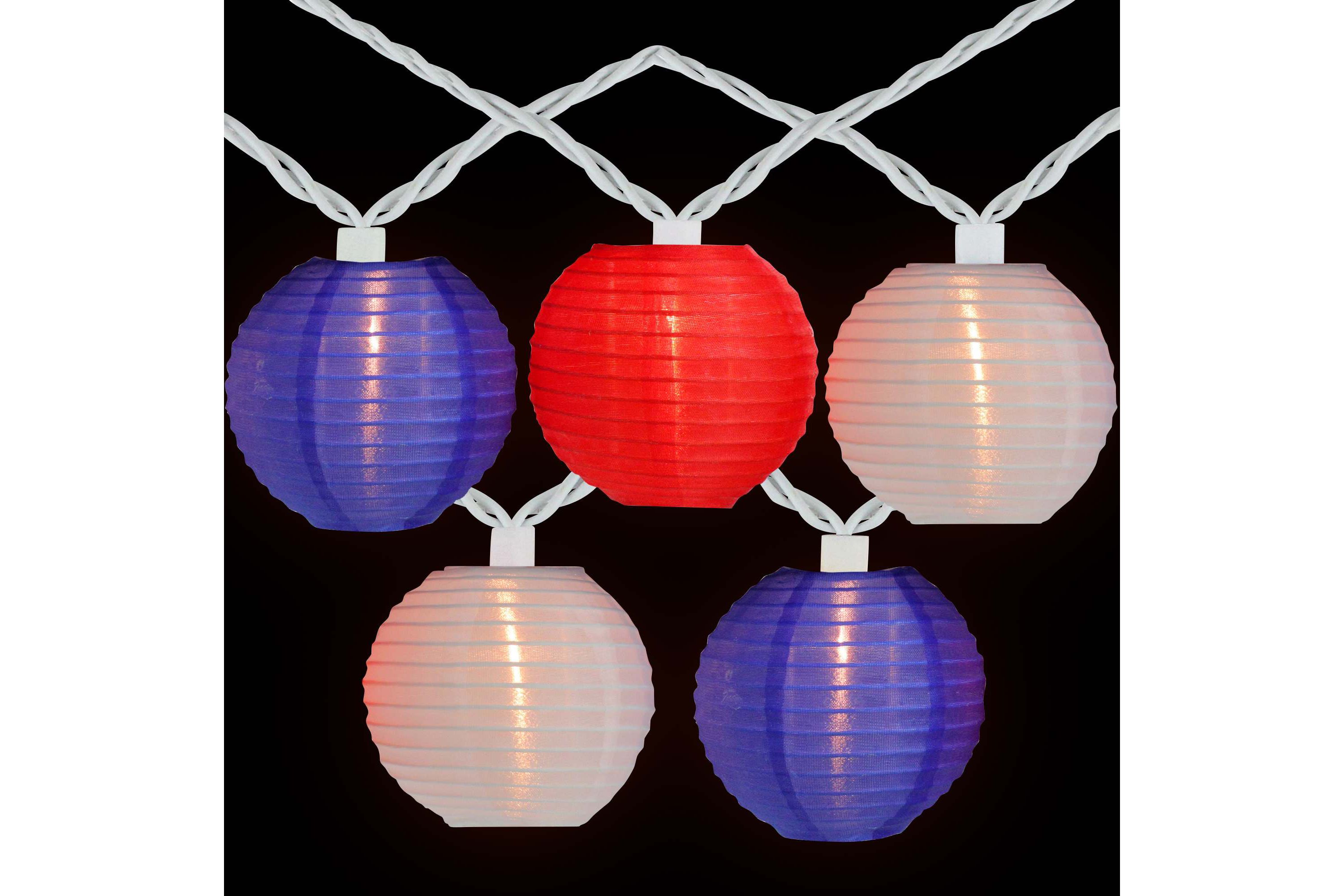 Patriotic Paper Lantern Patio String Lights - 7.5ft - White Wire - 10ct