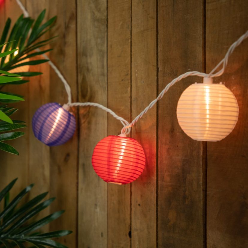 Patriotic Paper Lantern Patio String Lights - 7.5ft - White Wire - 10ct