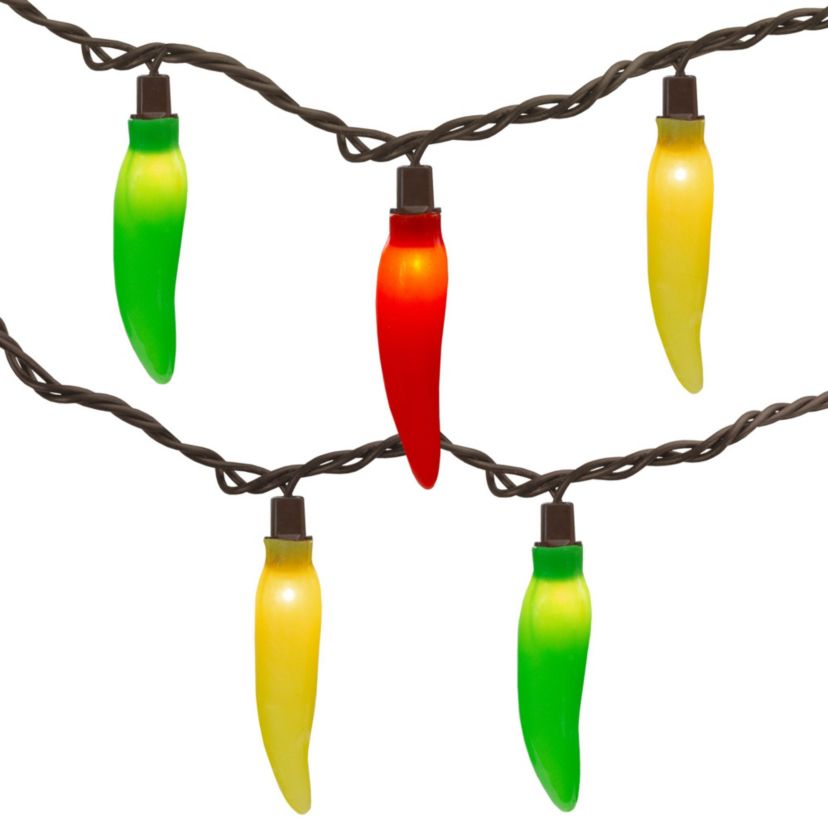 35-Count Vibrantly Colored Chili Pepper String Light Set  22.5 Brown Wire