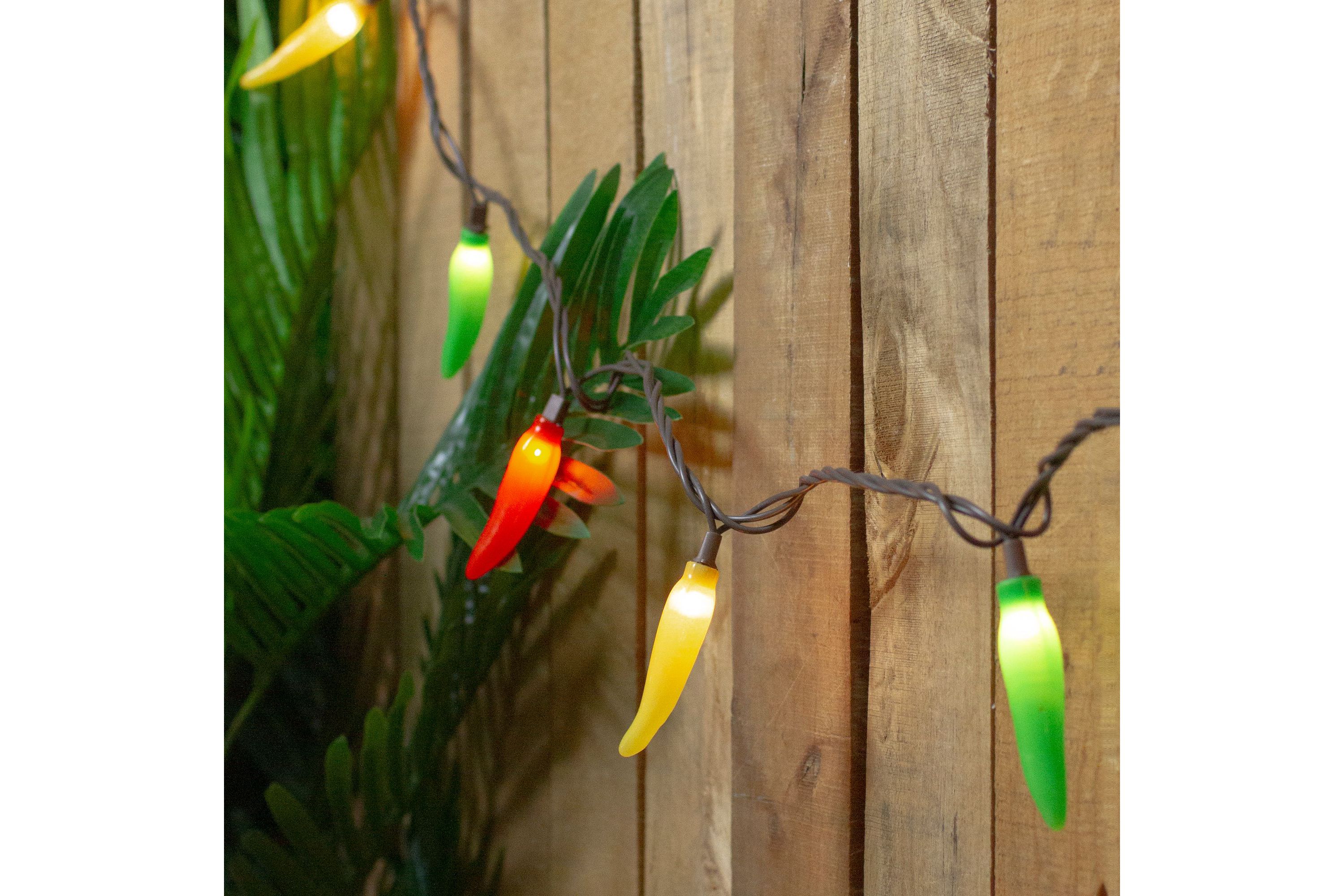 35-Count Vibrantly Colored Chili Pepper String Light Set  22.5 Brown Wire