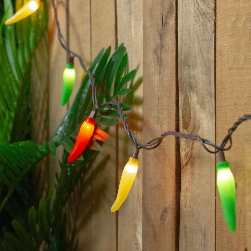 35-Count Vibrantly Colored Chili Pepper String Light Set  22.5 Brown Wire
