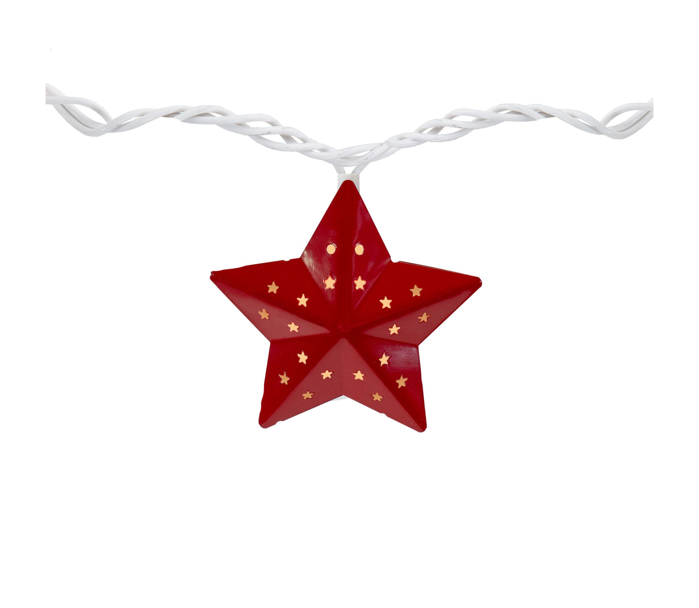 10-Count Red and Blue Fourth of July Star String Light Set  7.25ft White Wire