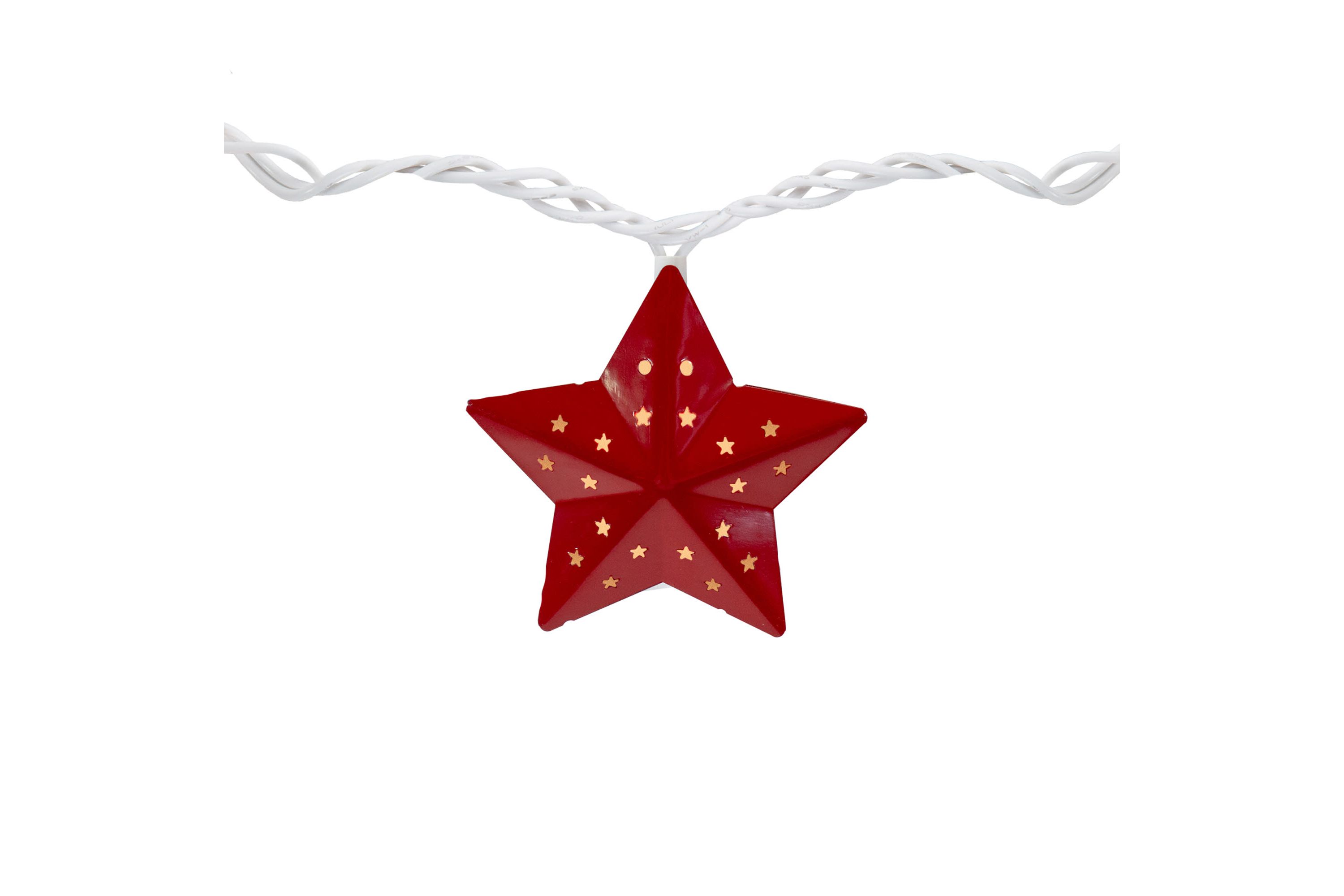 10-Count Red and Blue Fourth of July Star String Light Set  7.25ft White Wire