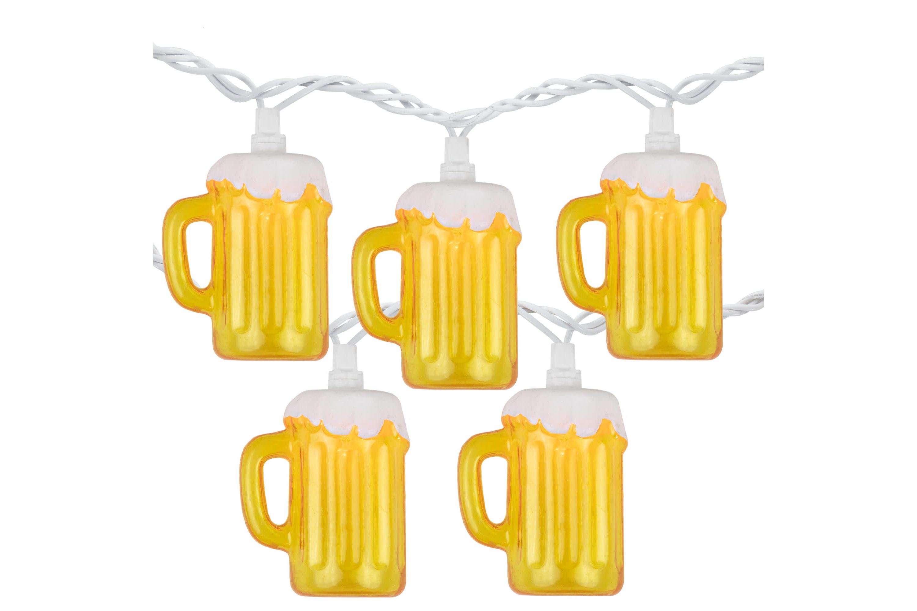 10-Count Beer Mug Summer Outdoor Patio String Light Set  7.25ft White Wire