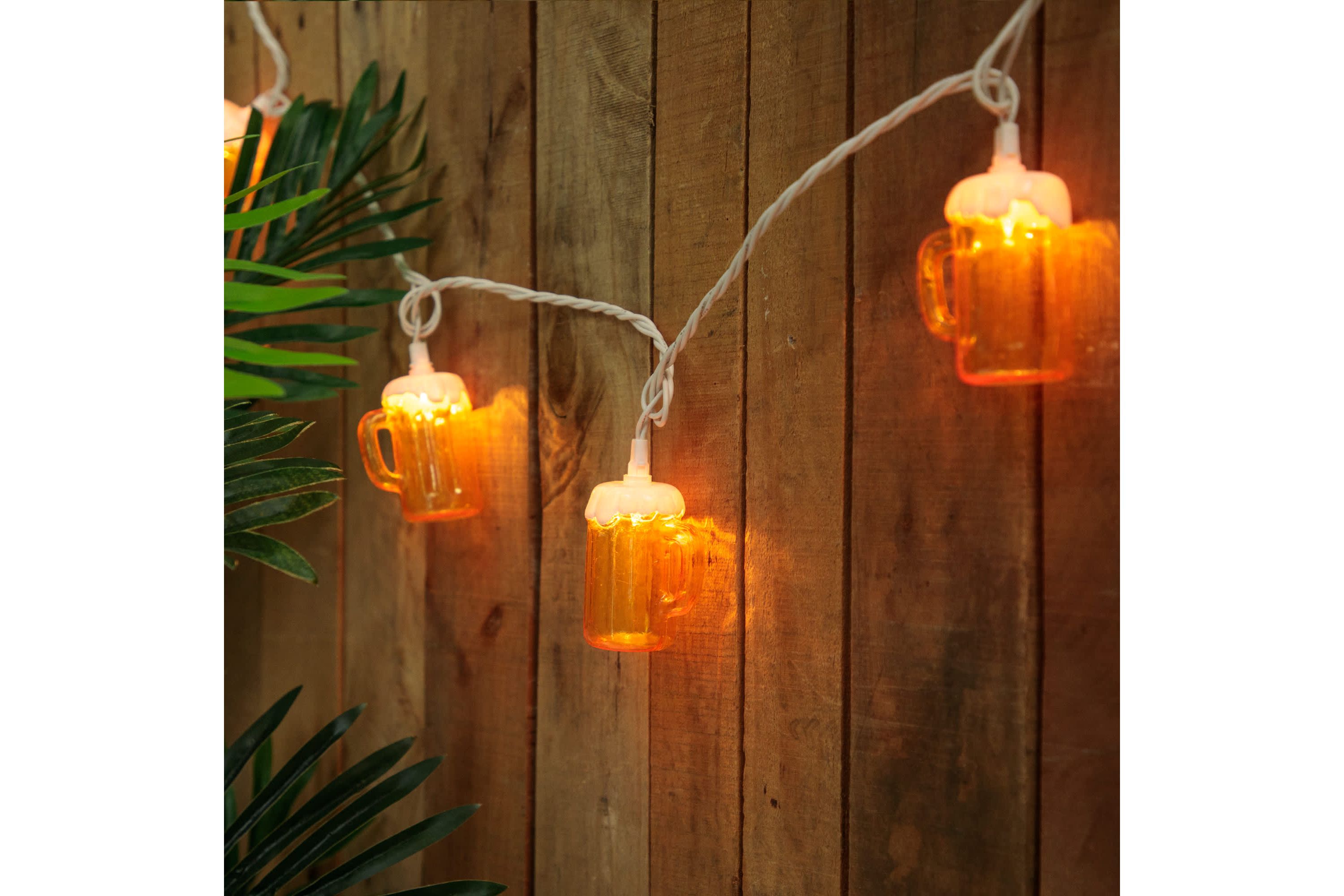 10-Count Beer Mug Summer Outdoor Patio String Light Set  7.25ft White Wire