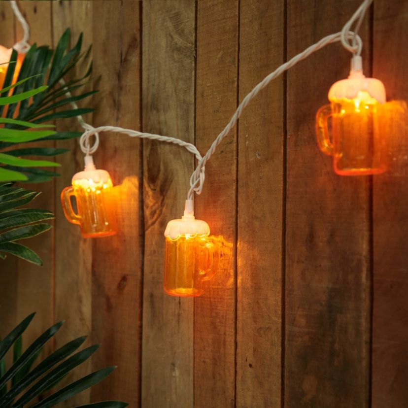 10-Count Beer Mug Summer Outdoor Patio String Light Set  7.25ft White Wire