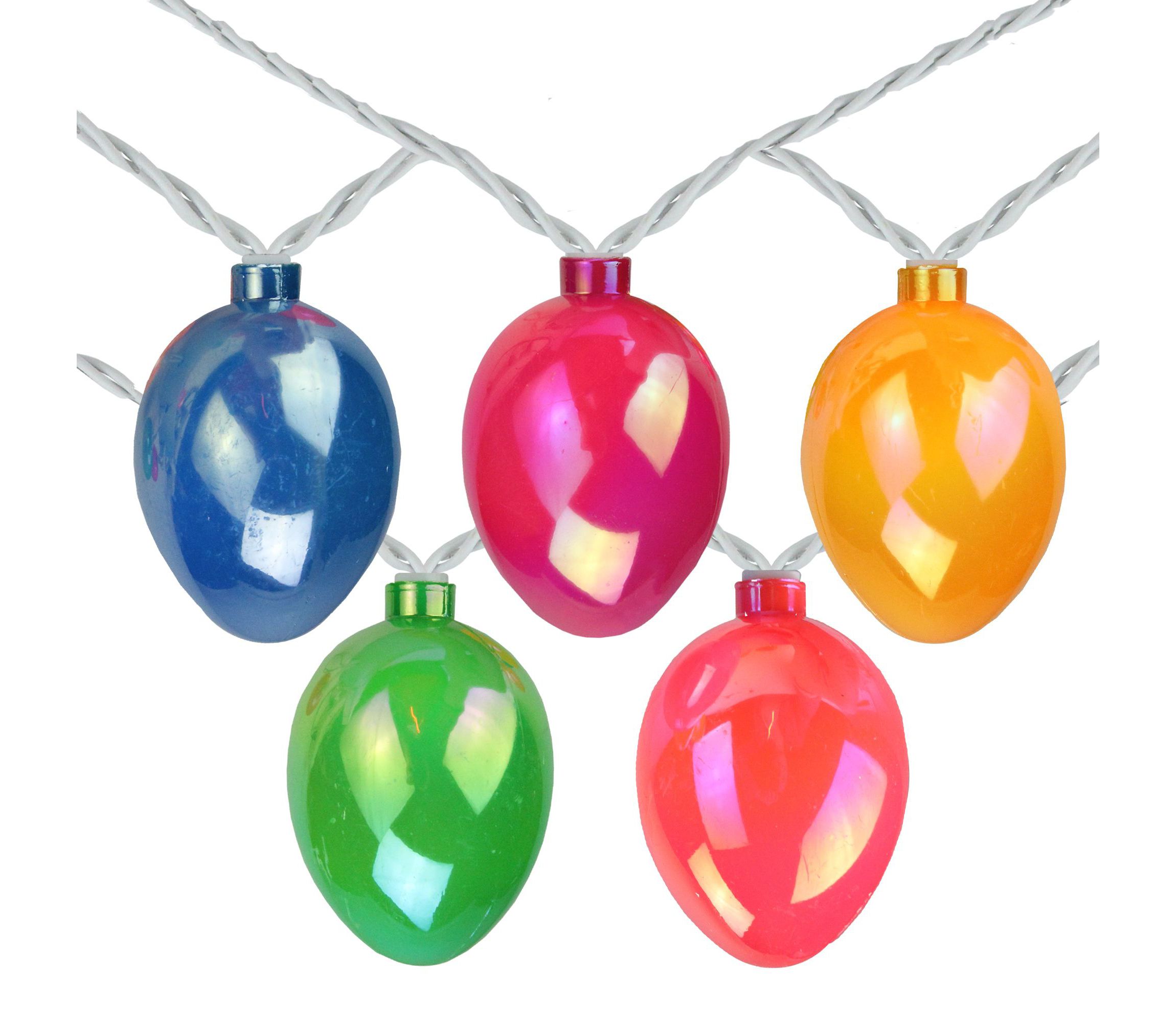 10-Count Pearl Multi-Colored Easter Egg String Light Set  7.25ft White Wire