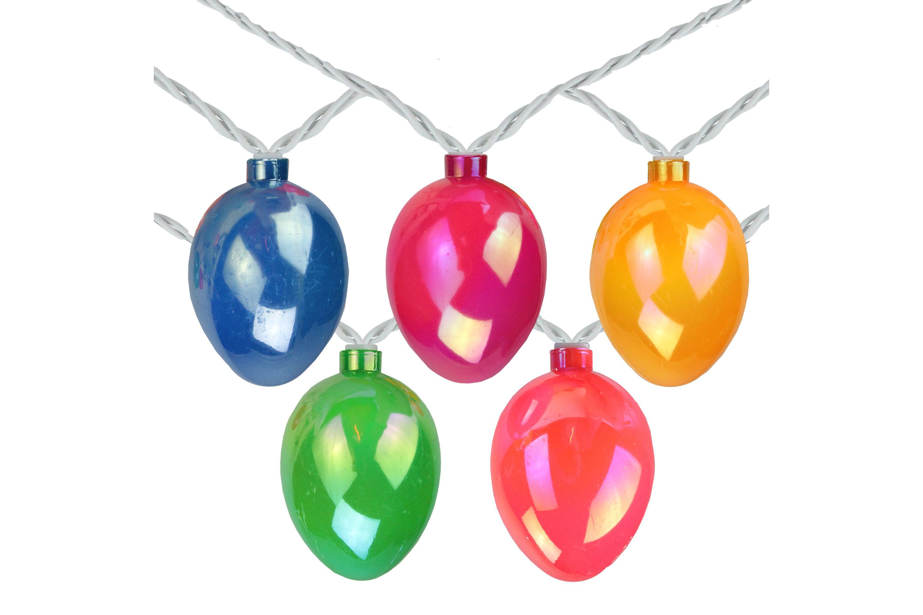 10-Count Pearl Multi-Colored Easter Egg String Light Set  7.25ft White Wire