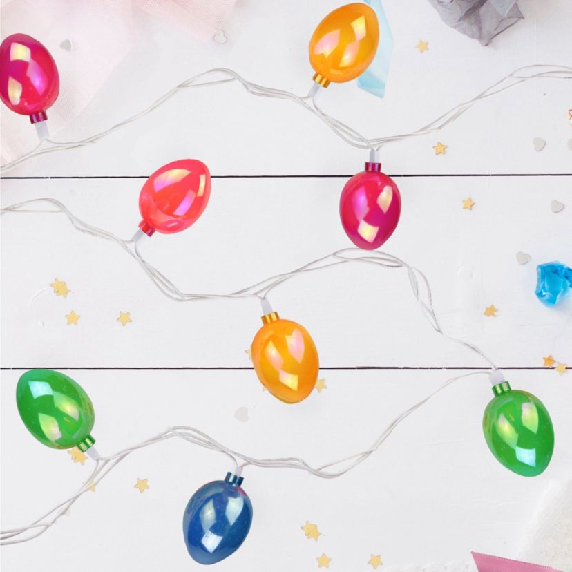 10-Count Pearl Multi-Colored Easter Egg String Light Set  7.25ft White Wire