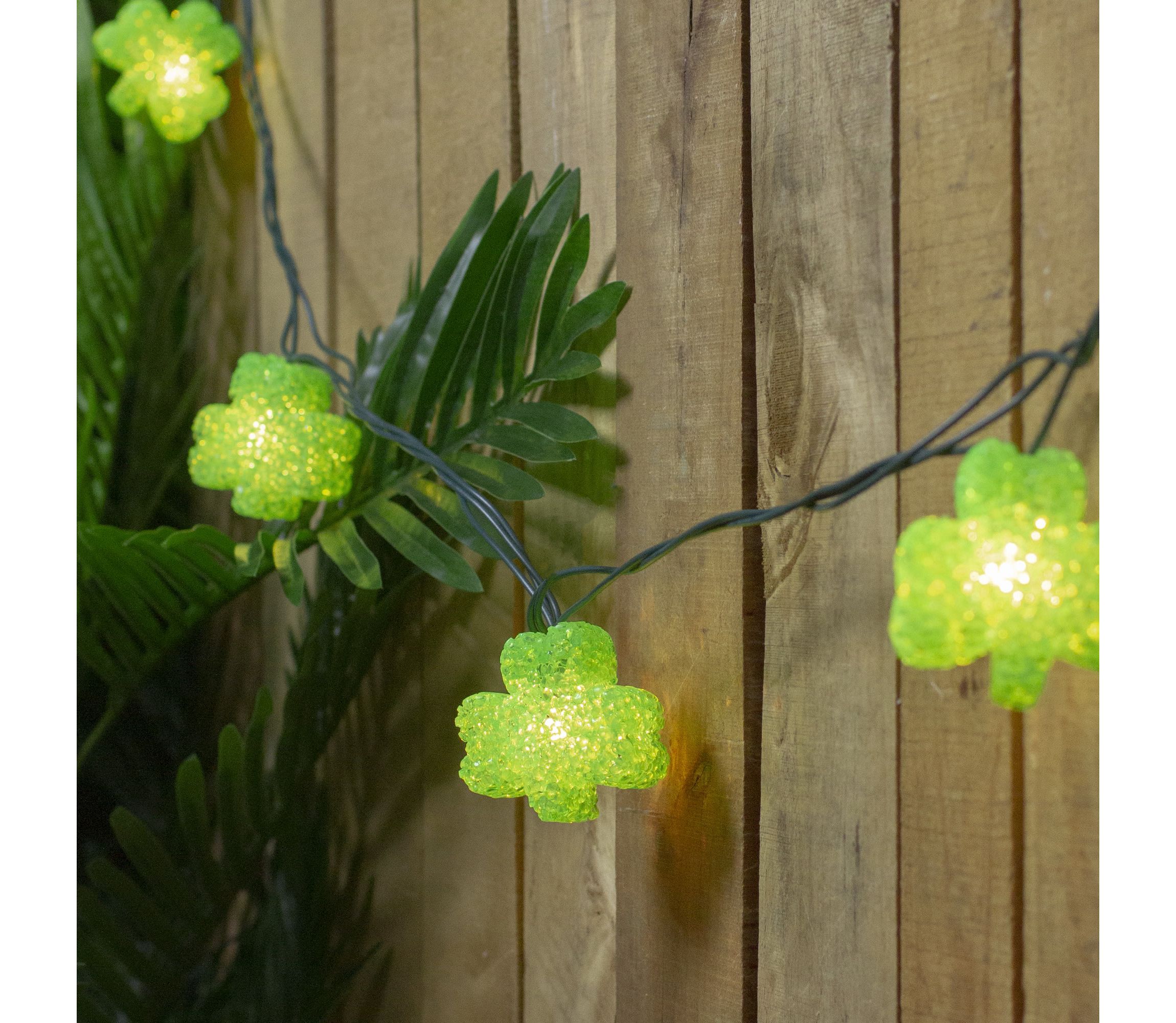 10 Green Irish Shamrock St Patricks Day String Lights - 7.25ft Green Wire