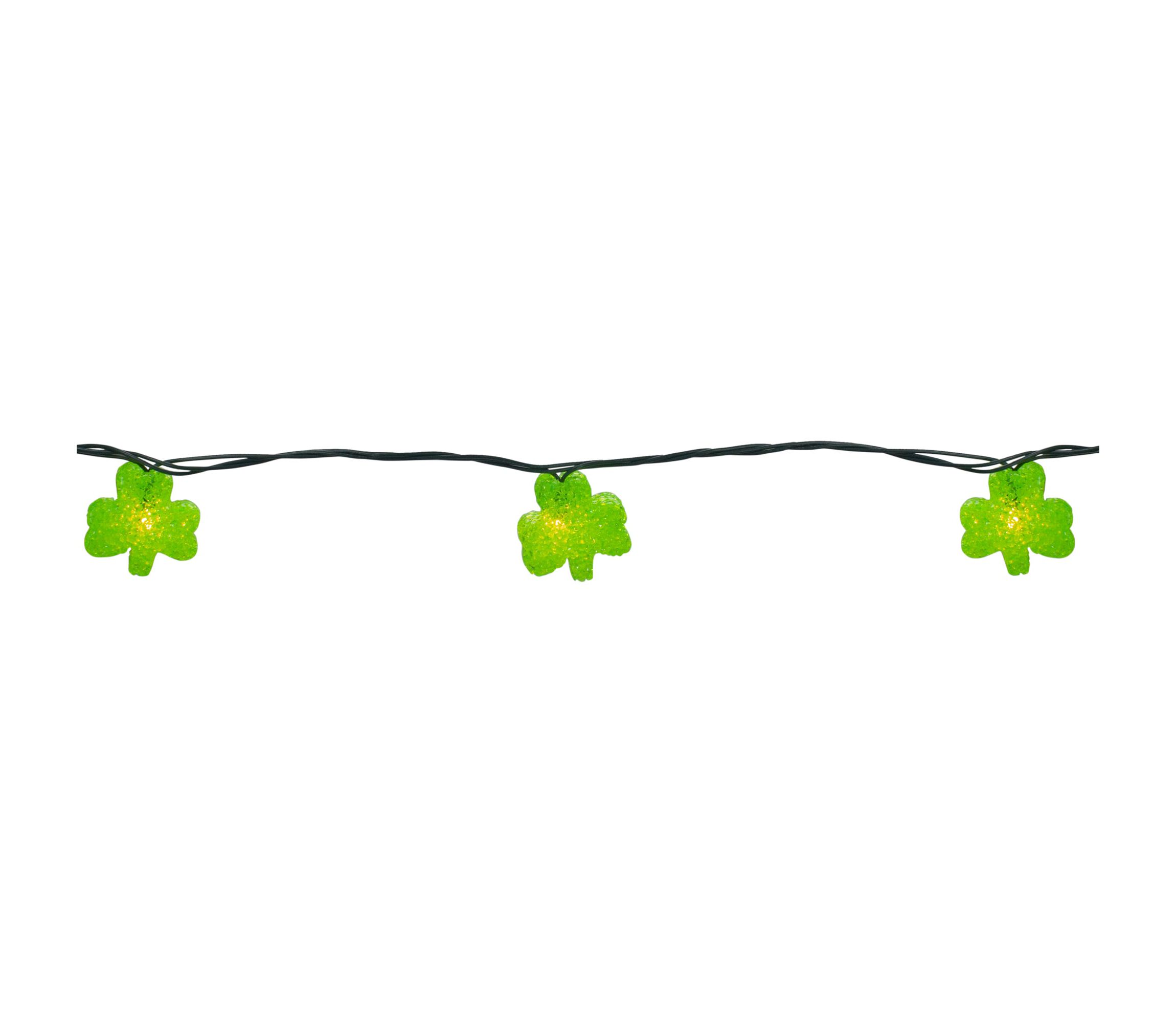 10 Green Irish Shamrock St Patricks Day String Lights - 7.25ft Green Wire