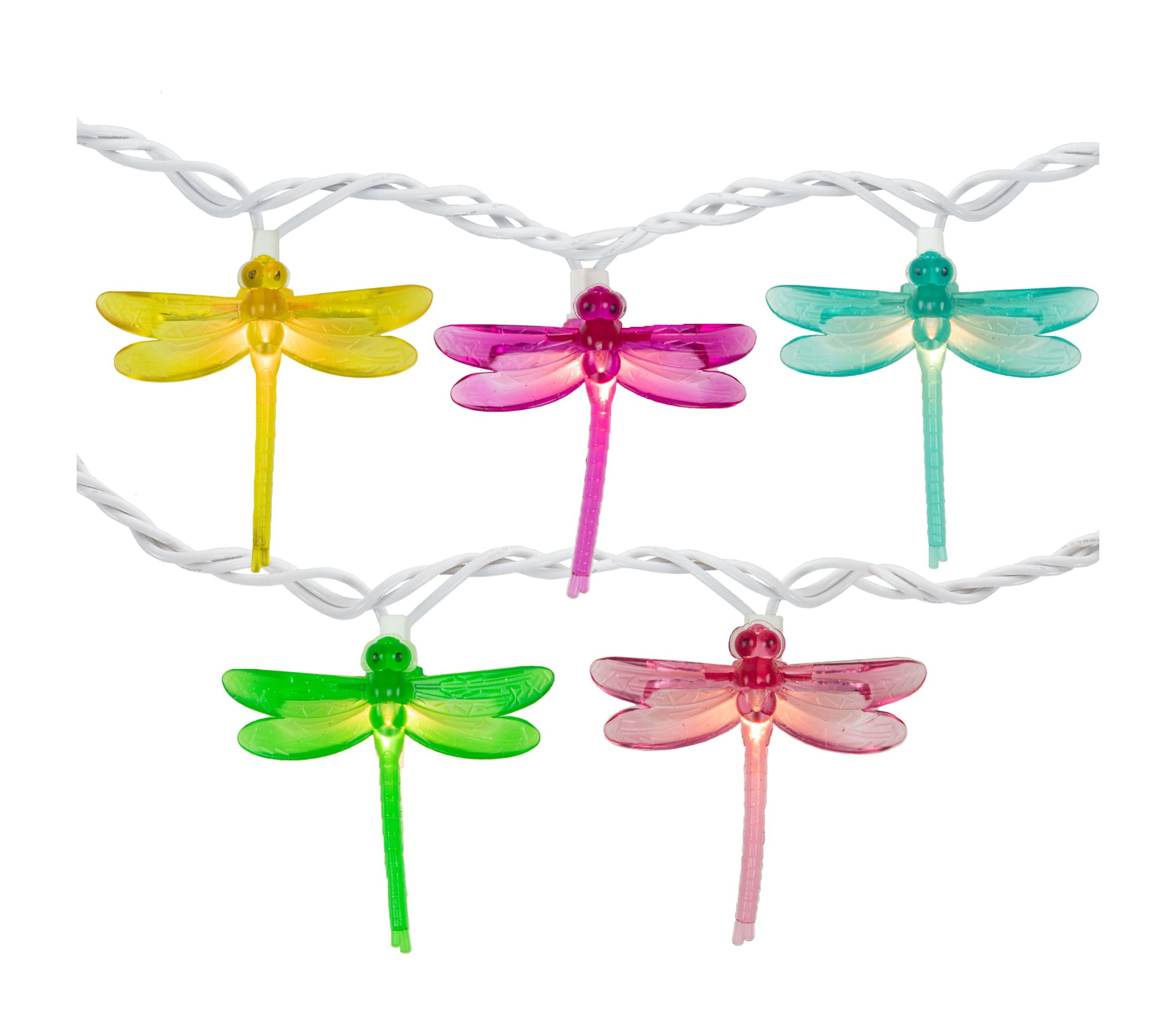 10-Count Dragonfly Patio Lights  7.25ft - White Wire