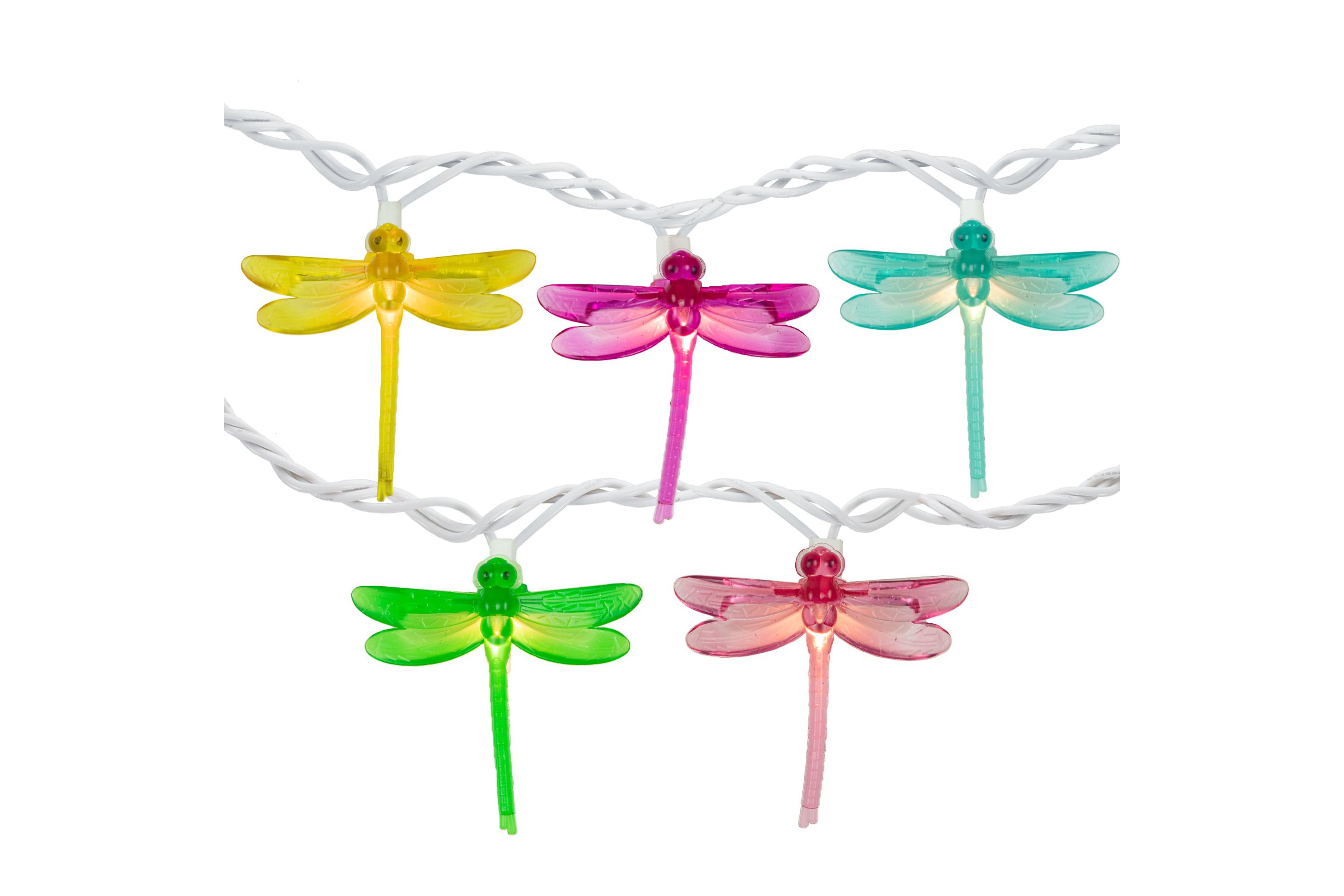 10-Count Dragonfly Patio Lights  7.25ft - White Wire
