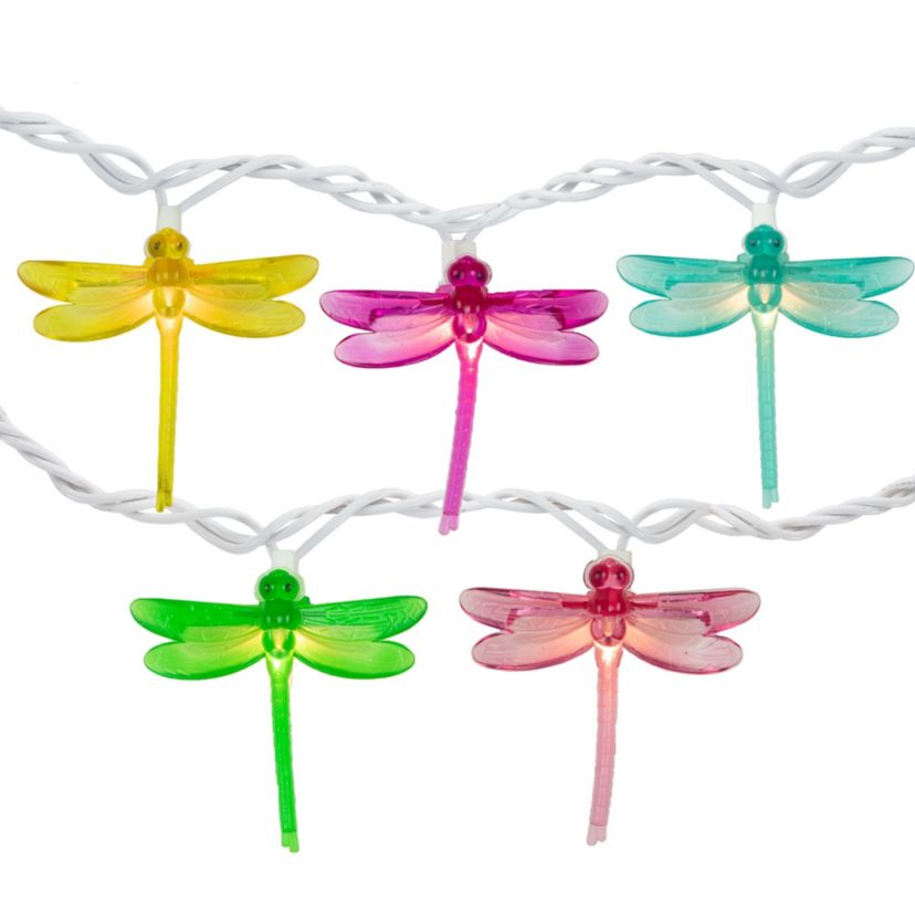 10-Count Dragonfly Patio Lights  7.25ft - White Wire