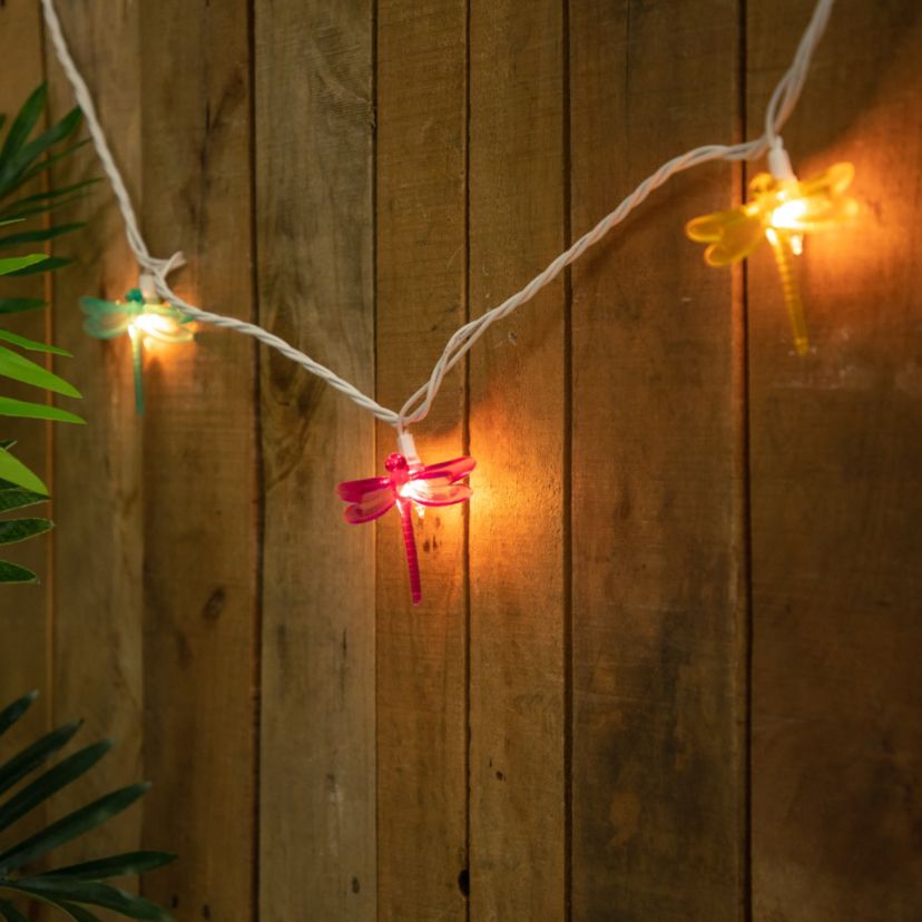 10-Count Dragonfly Patio Lights  7.25ft - White Wire