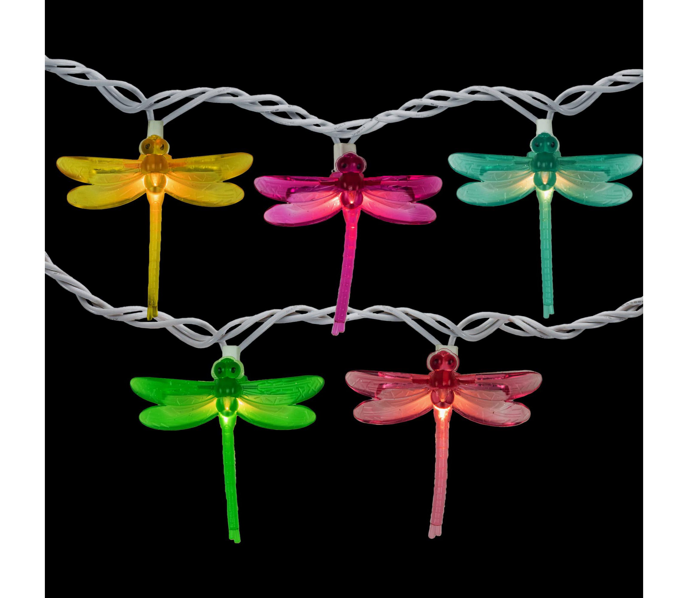 10-Count Dragonfly Patio Lights  7.25ft - White Wire