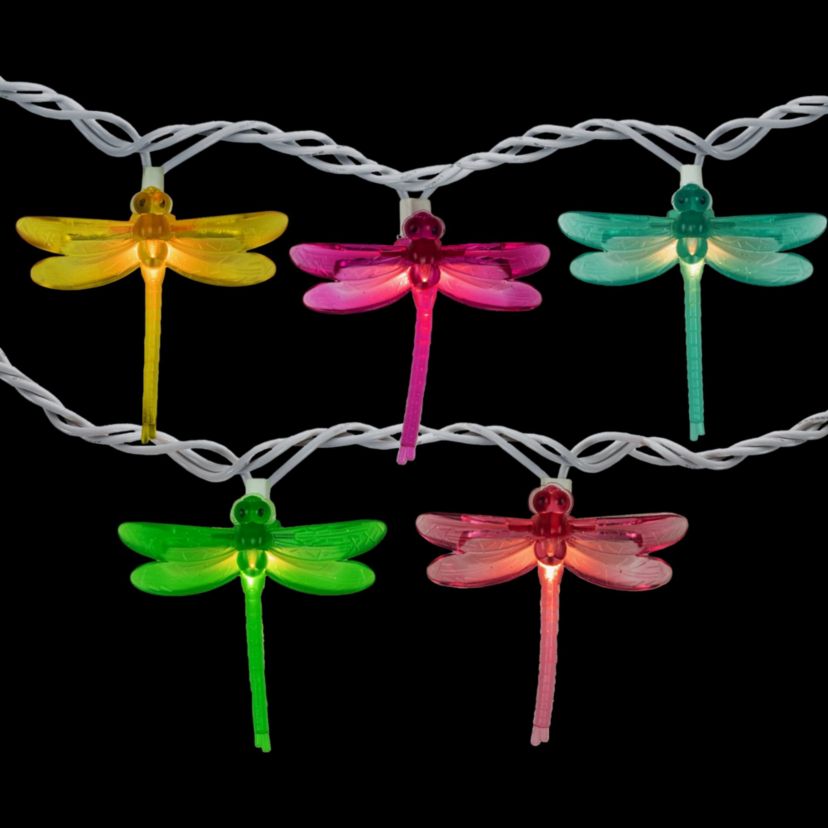 10-Count Dragonfly Patio Lights  7.25ft - White Wire
