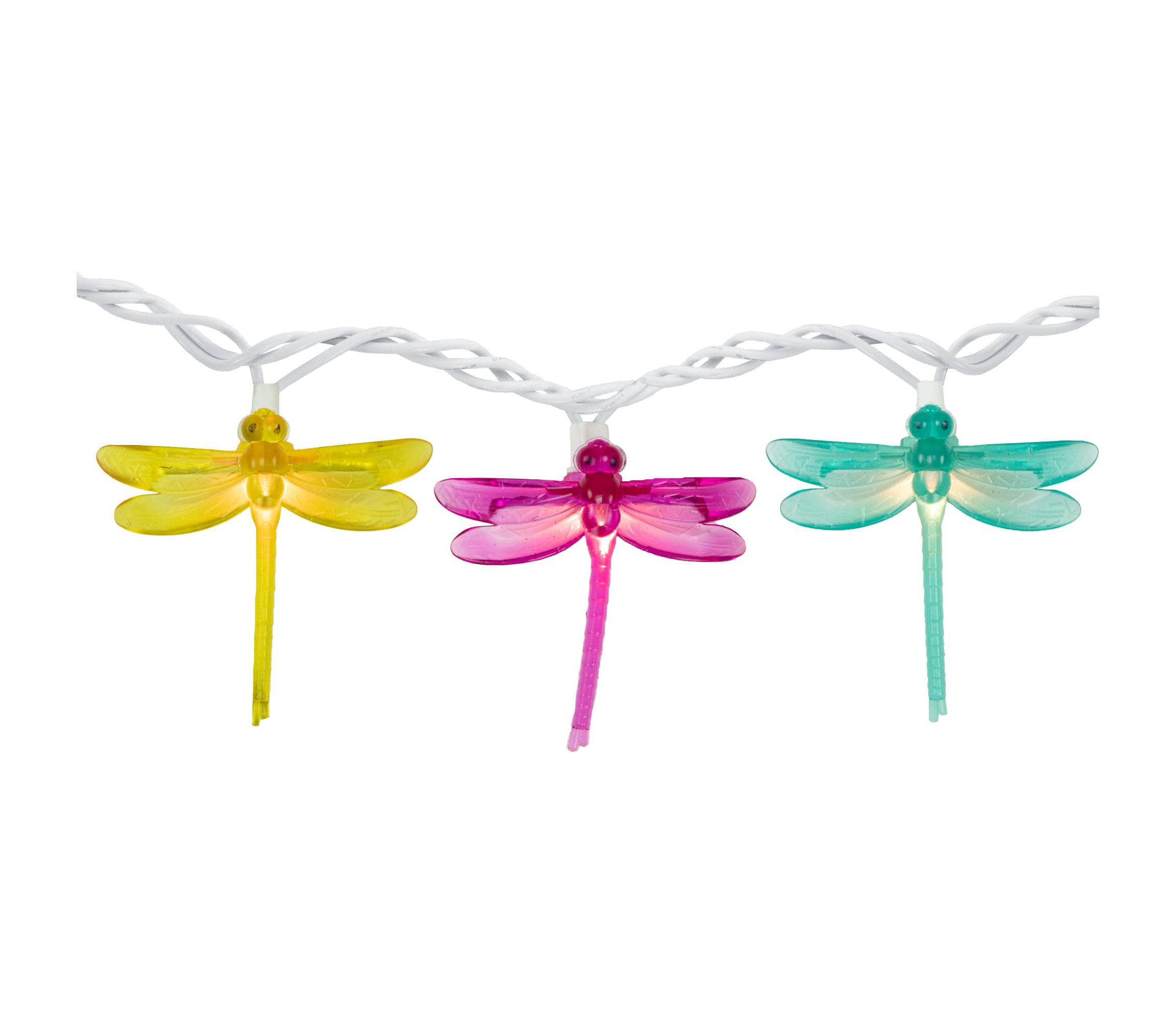 10-Count Dragonfly Patio Lights  7.25ft - White Wire