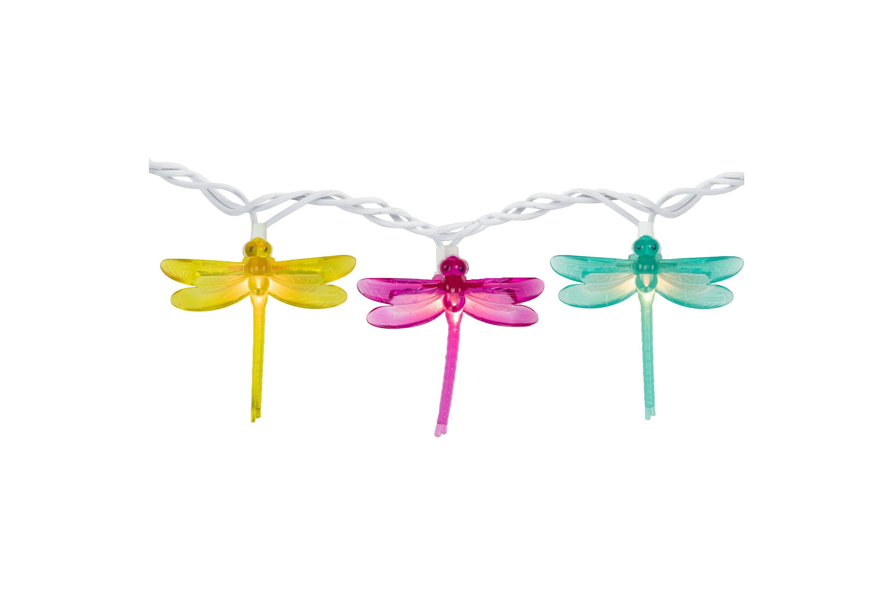 10-Count Dragonfly Patio Lights  7.25ft - White Wire
