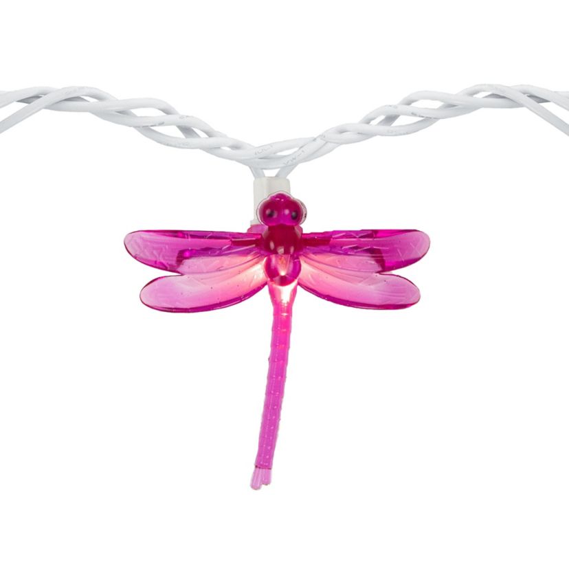 10-Count Dragonfly Patio Lights  7.25ft - White Wire