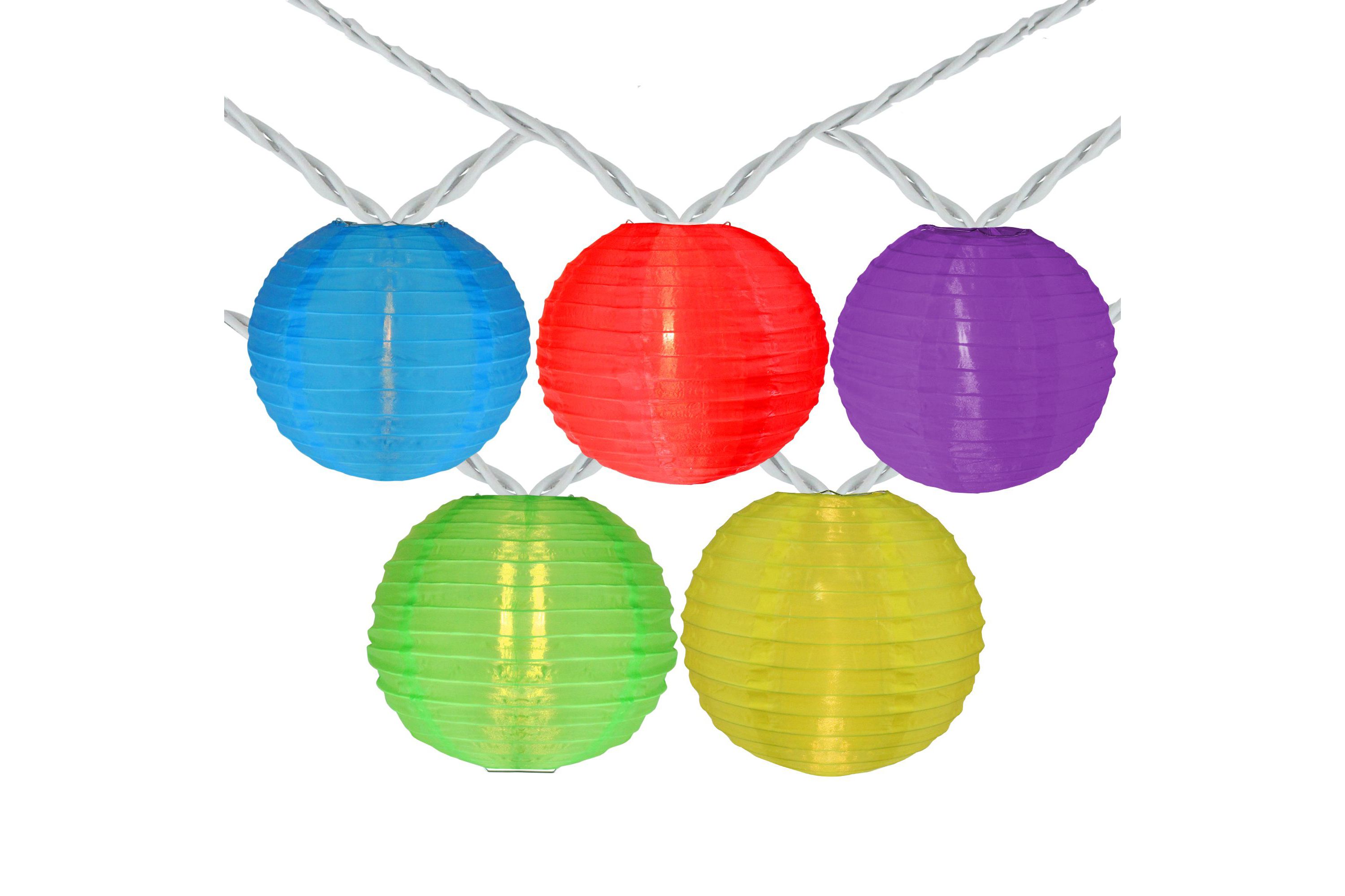 10-Count Multi-Color Round Lantern Patio String Light Set  7.25ft. White Wire