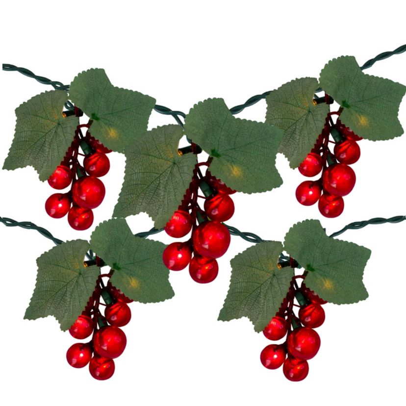 Grape Cluster Outdoor Patio String Light Set - Red - 6 Green Wire - 5ct