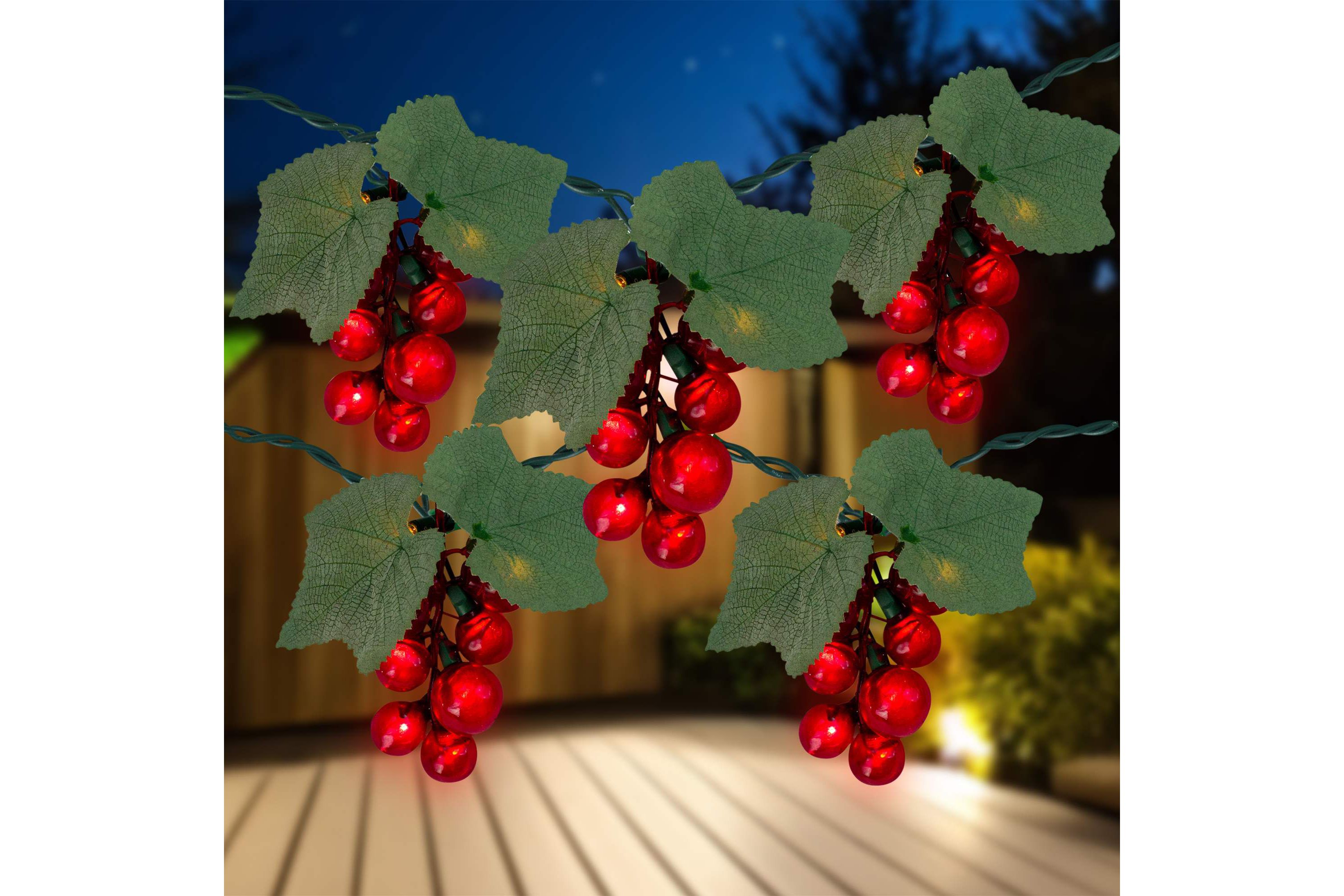 Grape Cluster Outdoor Patio String Light Set - Red - 6 Green Wire - 5ct