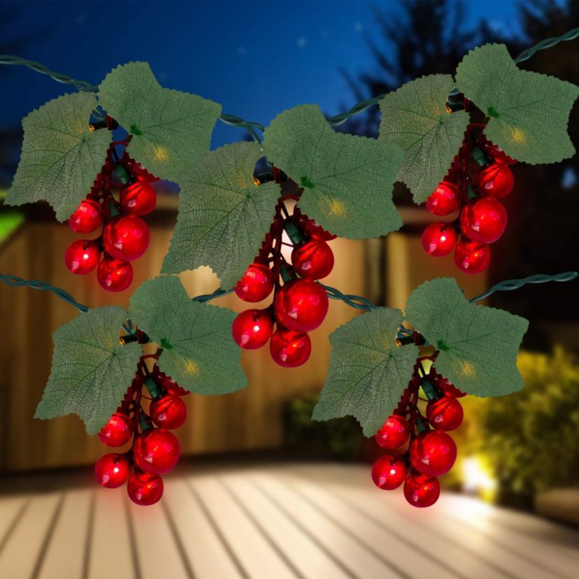 Grape Cluster Outdoor Patio String Light Set - Red - 6 Green Wire - 5ct