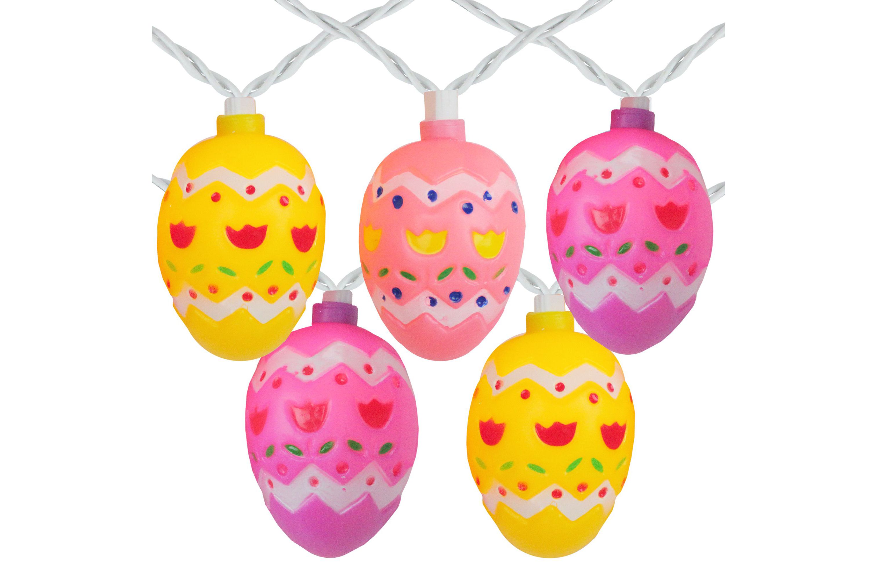 10-Count Pastel Multi-Color Easter Egg String Light Set  7.25ft White Wire