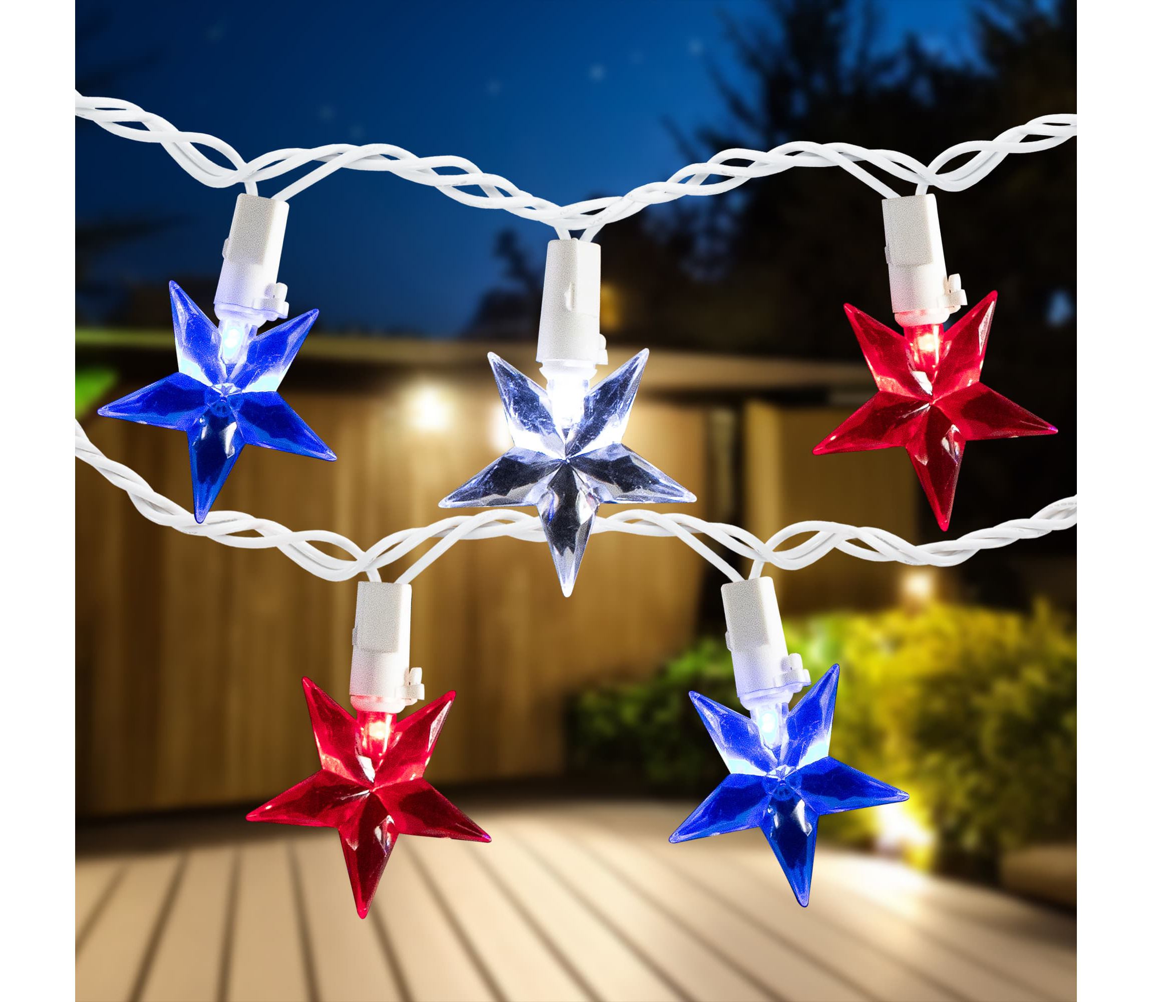 LED Patriotic Stars String Light Set - 7.25ft - White Wire - 10ct