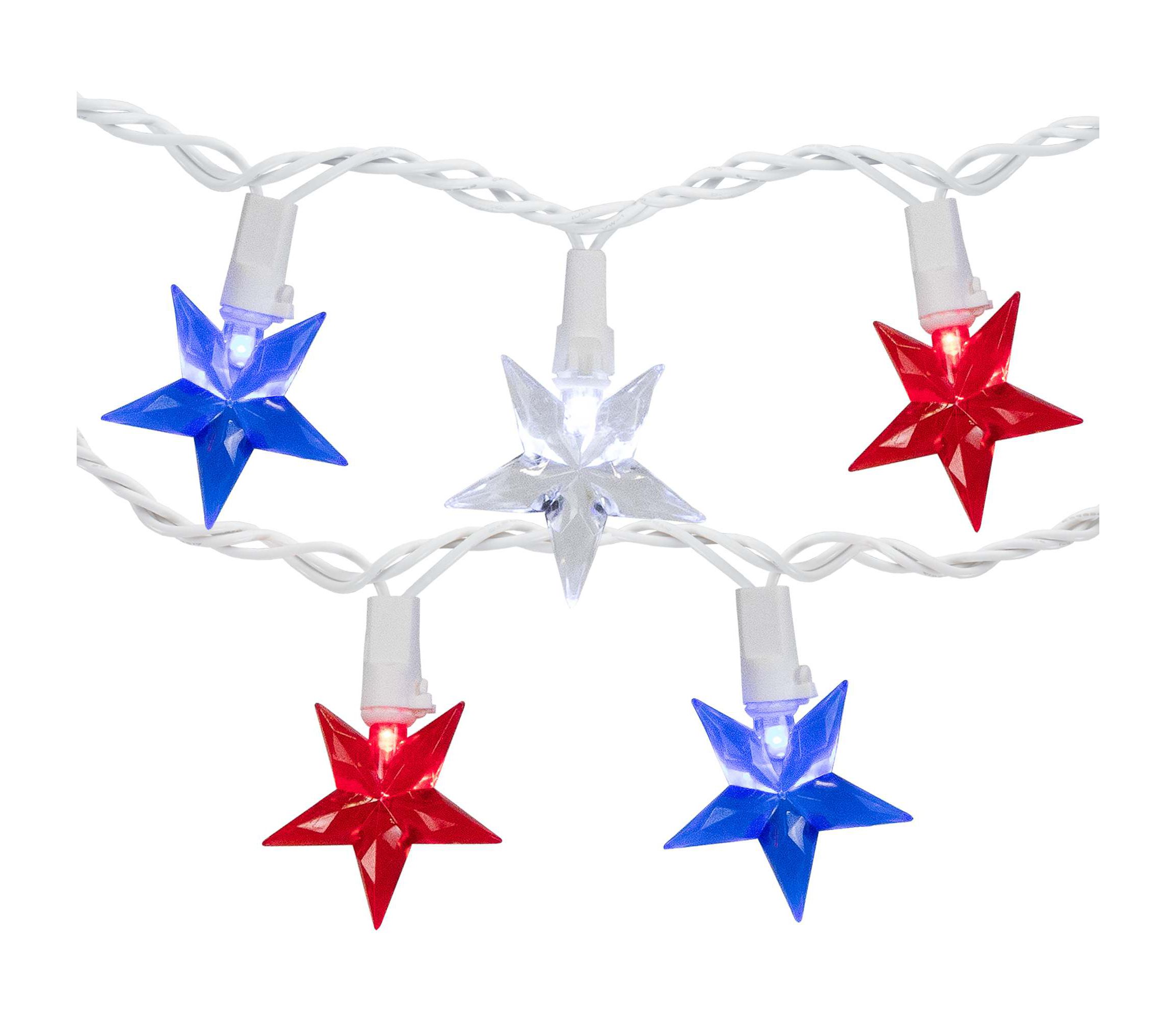 LED Patriotic Stars String Light Set - 7.25ft - White Wire - 10ct