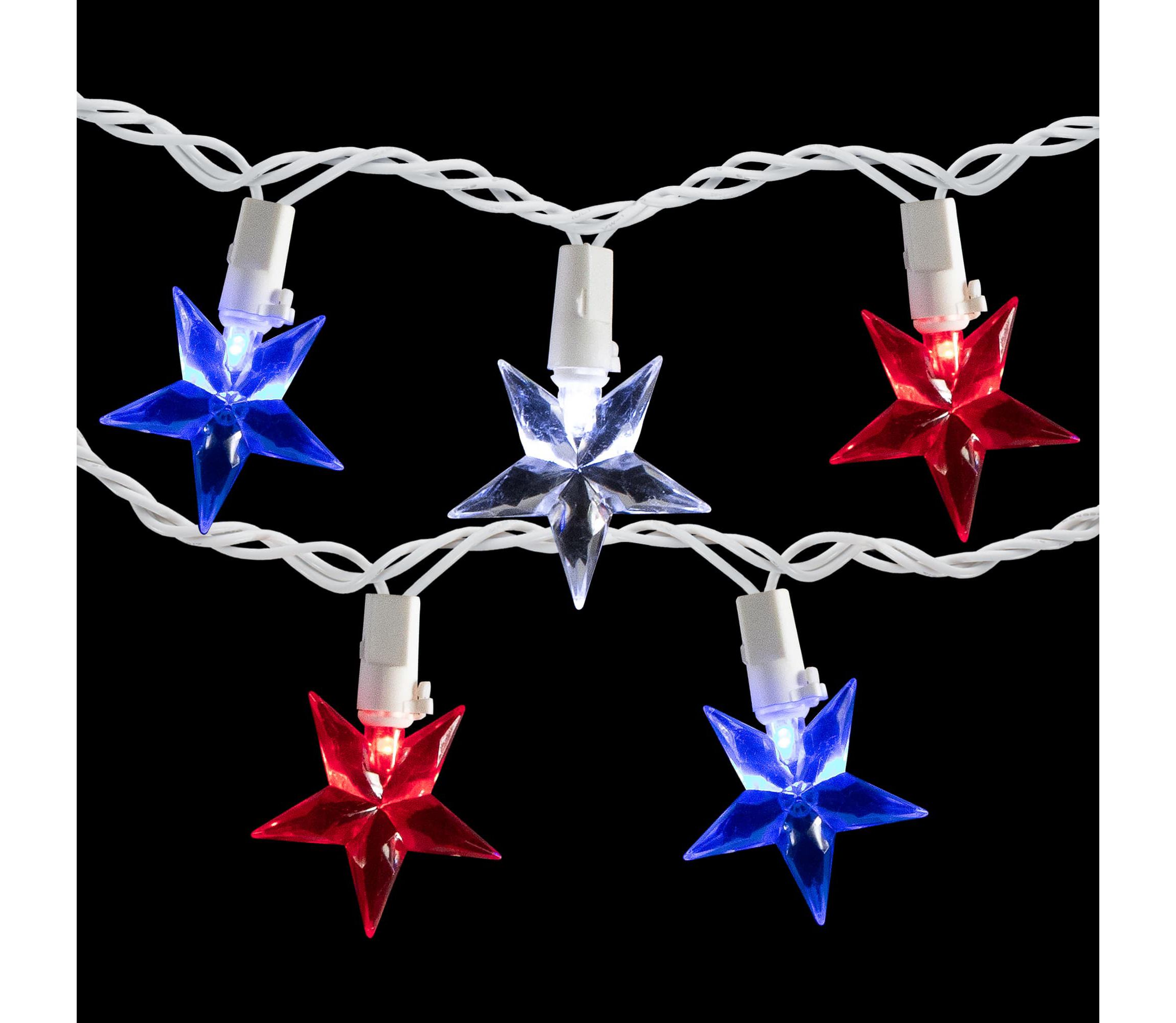 LED Patriotic Stars String Light Set - 7.25ft - White Wire - 10ct